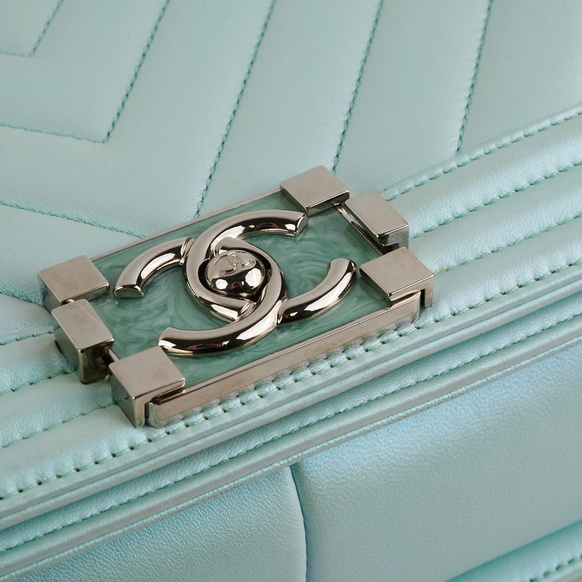 Chanel Medium Boy Bag Iridescent Celeste Blue - Luxury Designer Handbag for Women | Perfect for Evening Parties, Weddings & Special Occasions