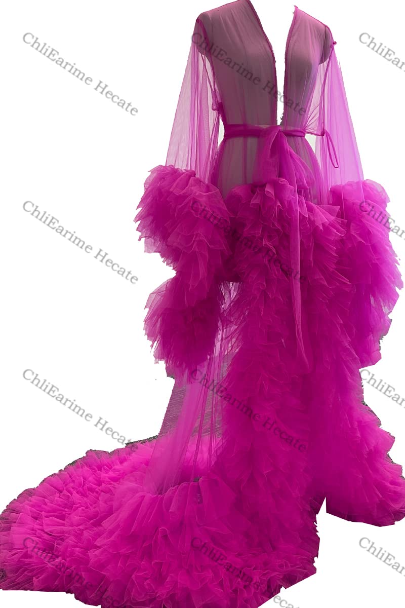 Elegant Tulle Maternity Robe for Women - Vintage Hollywood Style Lingerie & Nightgown for Photoshoots, Bridal Shower, Maternity Photos and Special Occasions