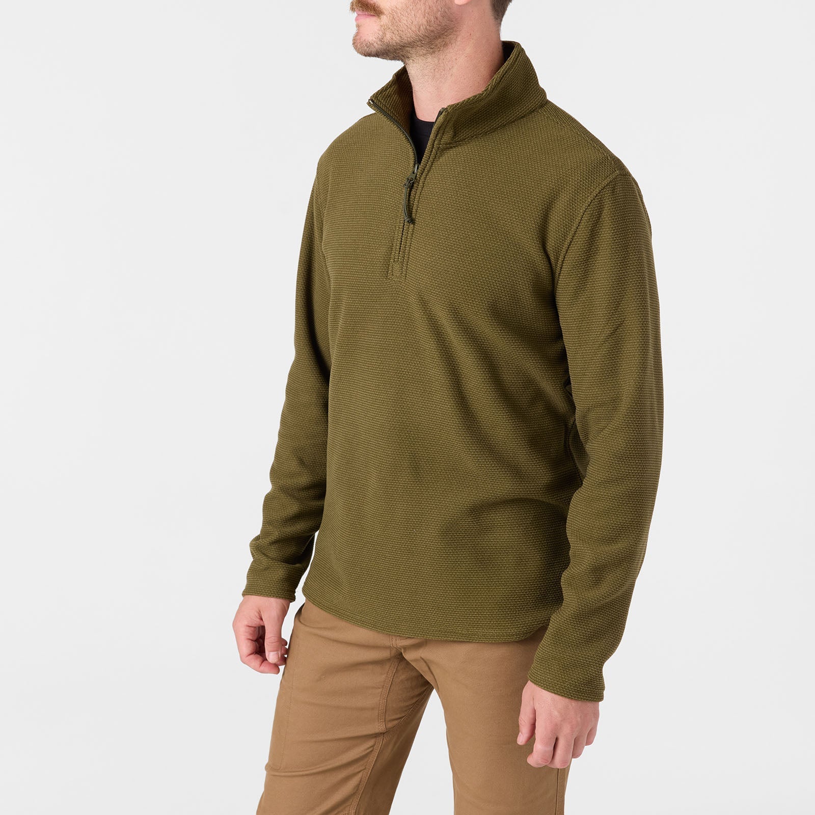 Men's Apex Quarter Zip Fleece Pullover - Soft & Warm Outdoor Jacket for Hiking, Camping & Casual Wear - Forest Moss Green