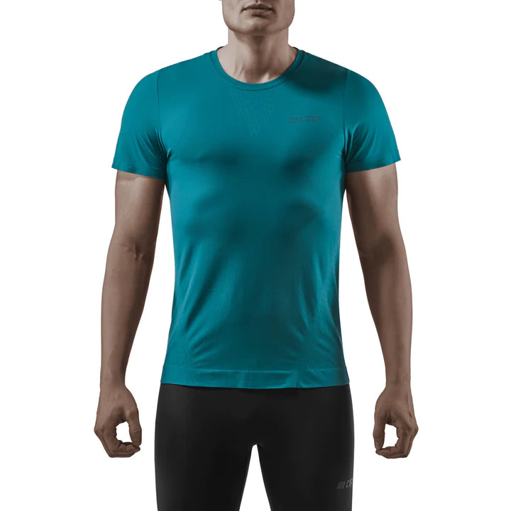 CEP Men's Run Ultralight Performance Shirt - Breathable Quick-Dry Short Sleeve Running Top in Petrol Blue | Ideal for Marathon Training, Gym Workouts & Outdoor Activities