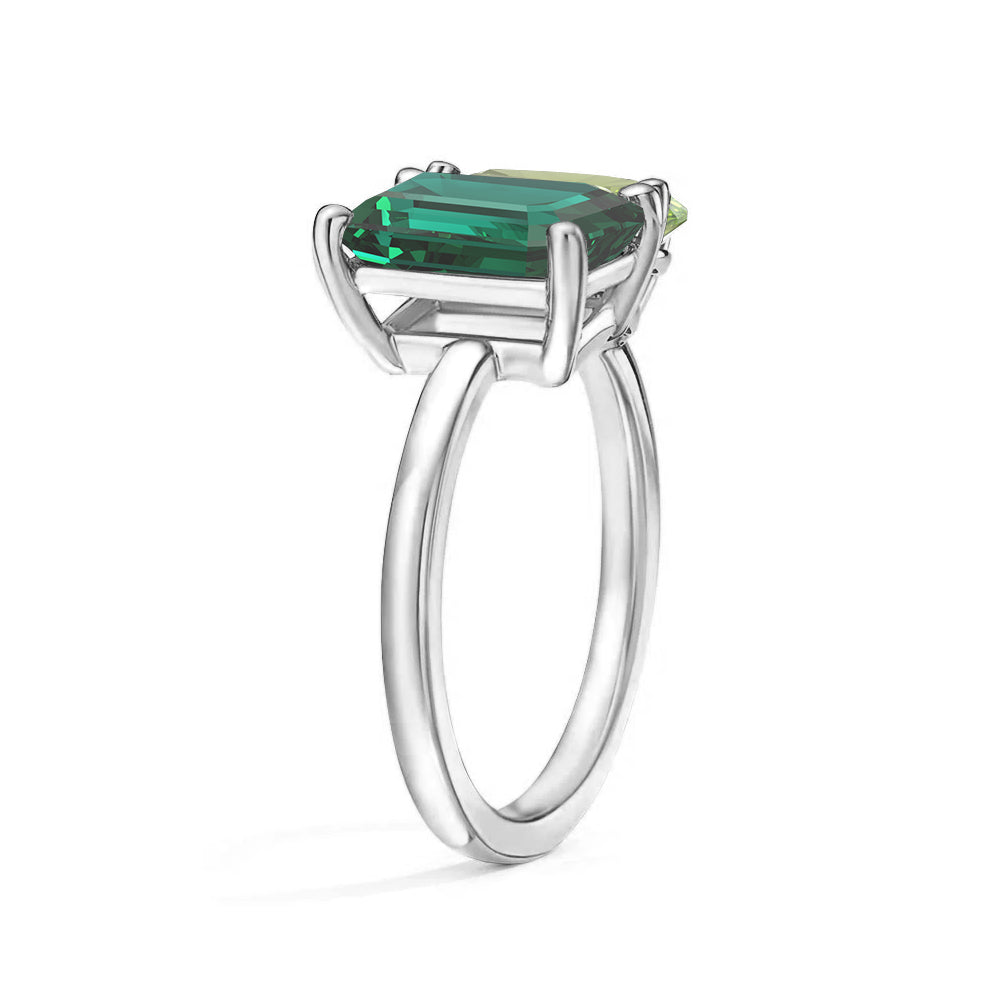 Toi et Moi Personalized Emerald Birthstone Ring - Custom Anniversary Jewelry for Couples, Women's Birthstone Engagement Ring - Perfect for Valentine's Day, Wedding Proposal & Romantic Gifts
