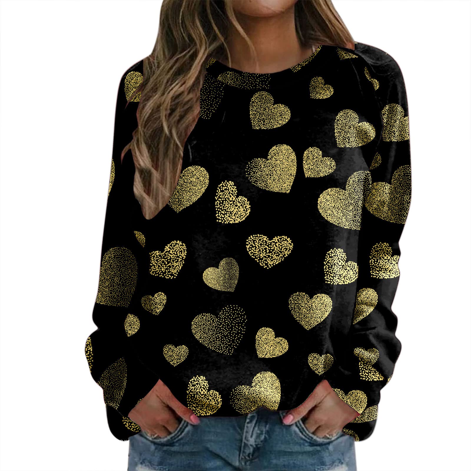 Valentine's Day Women's Love Crewneck Sweatshirt - Long Sleeve Casual Pullover Top for Her | Perfect for Date Nights, Gifts & Romantic Occasions