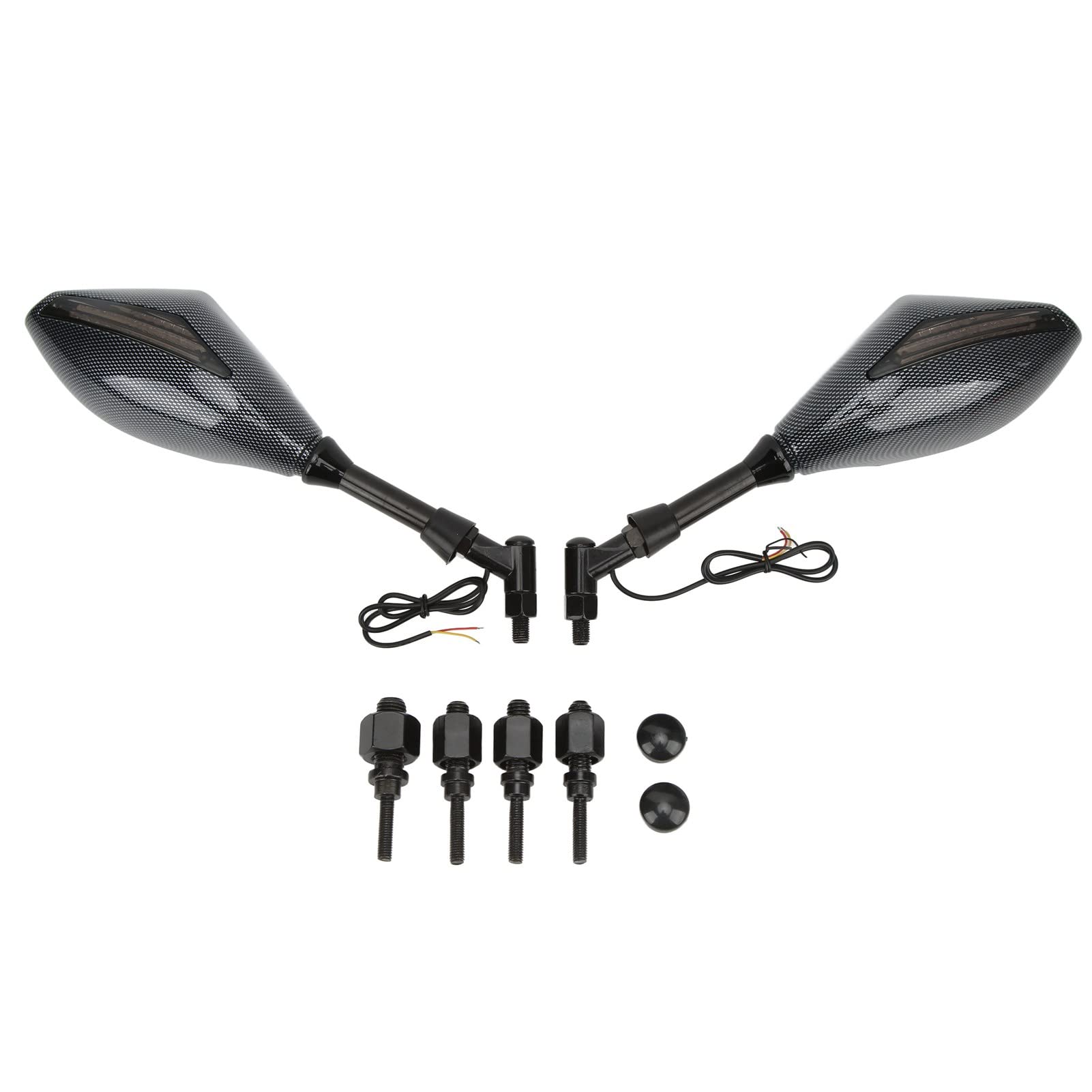 **Aramox Carbon Fiber Motorcycle Rear View Mirrors with LED Turn Signal Lights - Left & Right Side Replacement for Ducati Monster 600/750 - Enhanced Visibility & Safety for Night Riding & Urban Commuting**