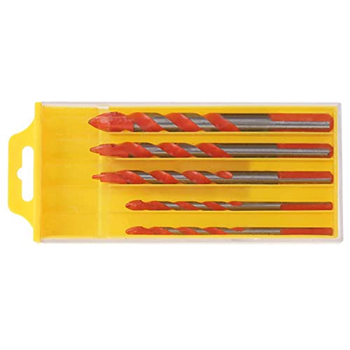 5Pcs/7Pcs High-Speed Steel Multifunctional Drill Bit Set - Triangle Handle Twist Drill for Ceramic Tile, Glass, Brick & Wood - 6-12mm Alloy Drill Bits for DIY Home Improvement & Professional Construction Projects