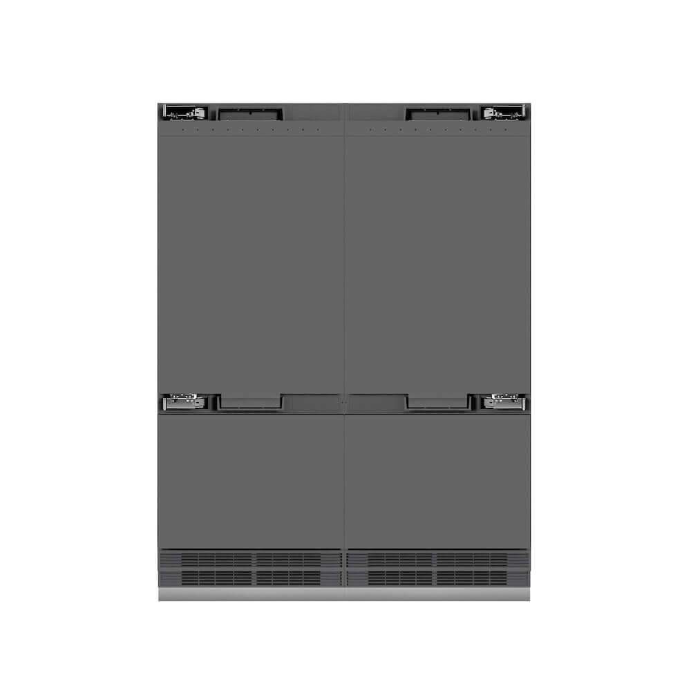 ZLINE Autograph Edition 60-Inch Built-In French Door Refrigerator - 32.2 cu.ft Capacity, Panel Ready, Bottom Freezer, Water Dispenser & Ice Maker, Graphite Gray Interior with Champagne Bronze Accents (GRBIVZ 60 CB) - Perfect for Luxury Kitchens and Modern Home Design