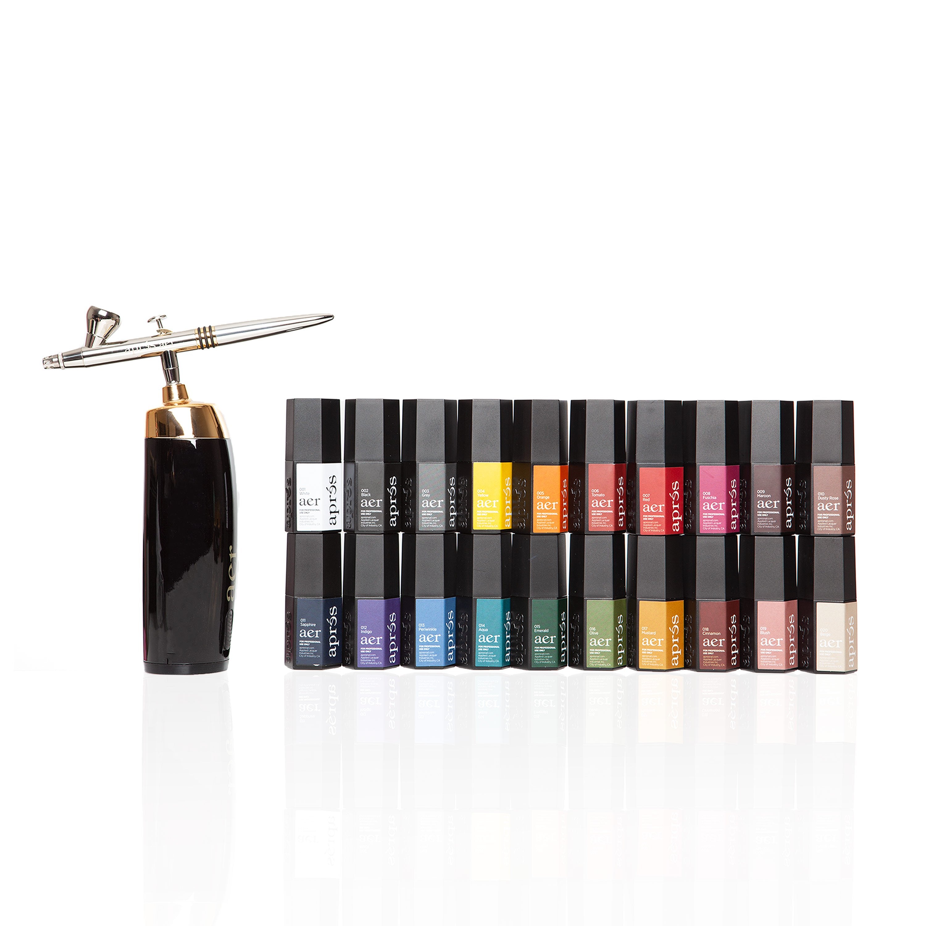 Apres Aer Gel Airbrush System - Professional Nail Art Kit for Salon & Home Use | Perfect for Gel Polish Application & Nail Design | Black