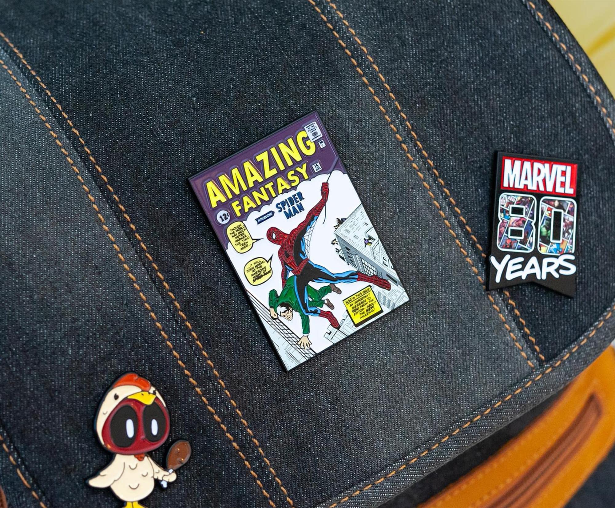 Spider-Man Marvel Comics Enamel Pin - Original Amazing Fantasy Spider-Man Appearance | Exclusive Oversize Collectible Pin for Cosplay, Backpacks & Gifts | SalesOne International, LLC