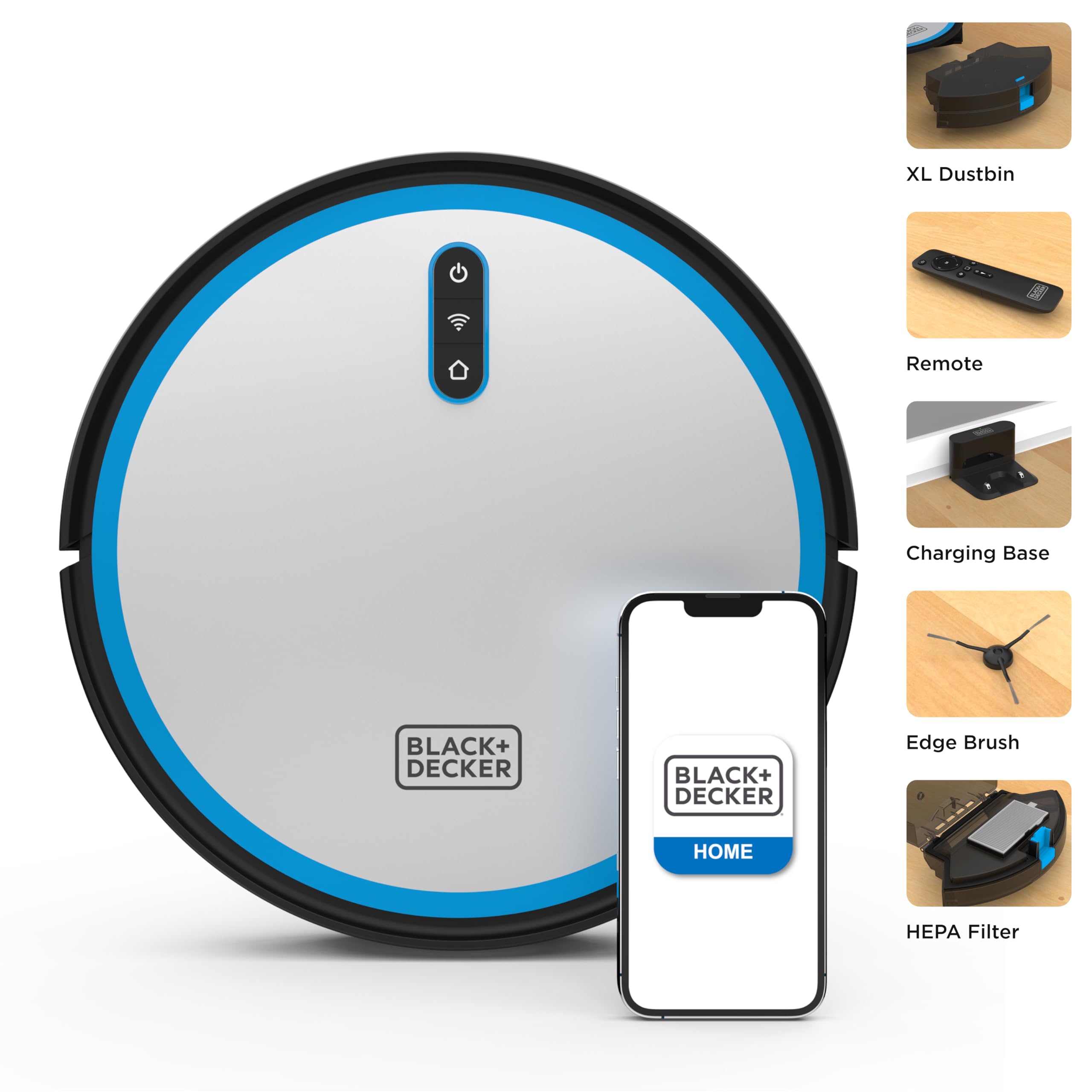 Black & Decker BDRV1-SLV-RA Auto Charging HEPA Filter Pet Robotic Vacuum Cleaner - Certified Refurbished Grade A - Perfect for Pet Hair Removal & Hardwood Floor Cleaning