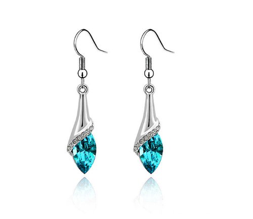 Elegant Blue Marquise Cut Teardrop Crystal Earrings for Women - Perfect Wedding, Birthday & Easter Gift - One Size - Ideal for Bridal Accessories, Party Jewelry & Special Occasions