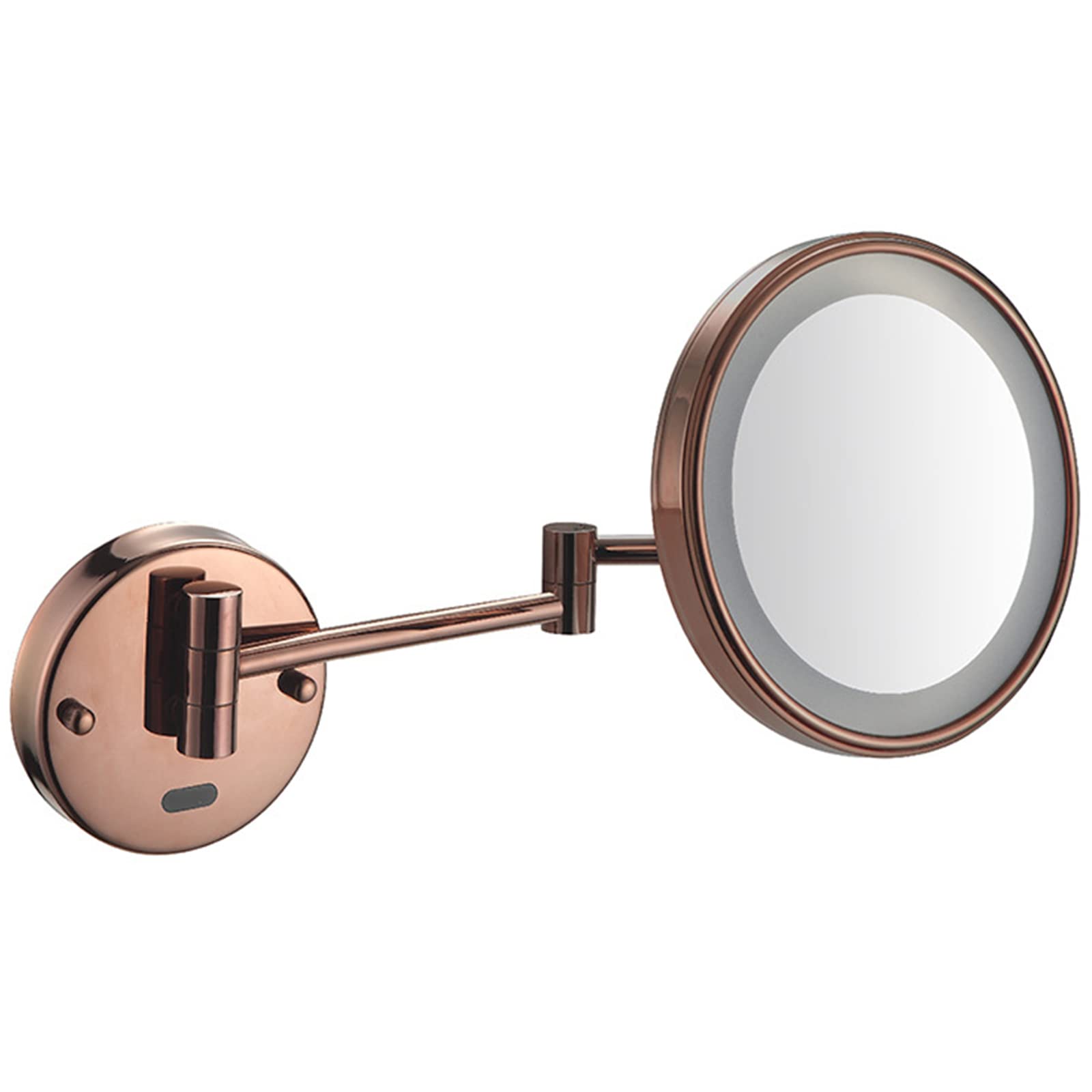 FUDGIO Smart Sensor Makeup Mirror with LED Lights - 10X Magnification, Wall Mounted & Rotatable Vanity Mirror for Shaving & Makeup (Rose Gold, Plug-in) - Perfect for Home Bathroom, Dressing Room & Salon Use