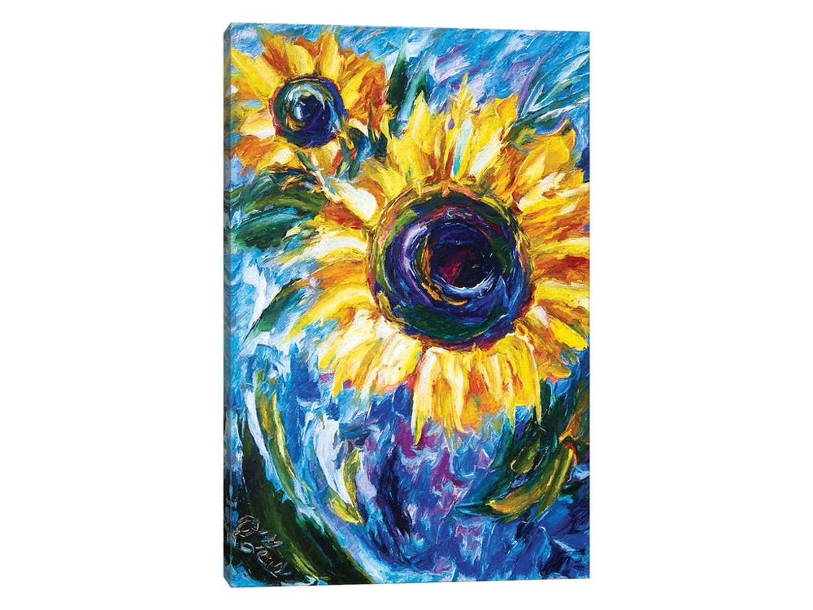 Sunflower Wall Art - Watercolor Canvas Print for Kitchen & Bathroom Decor (18x24 Inches) - Perfect for Home & Office