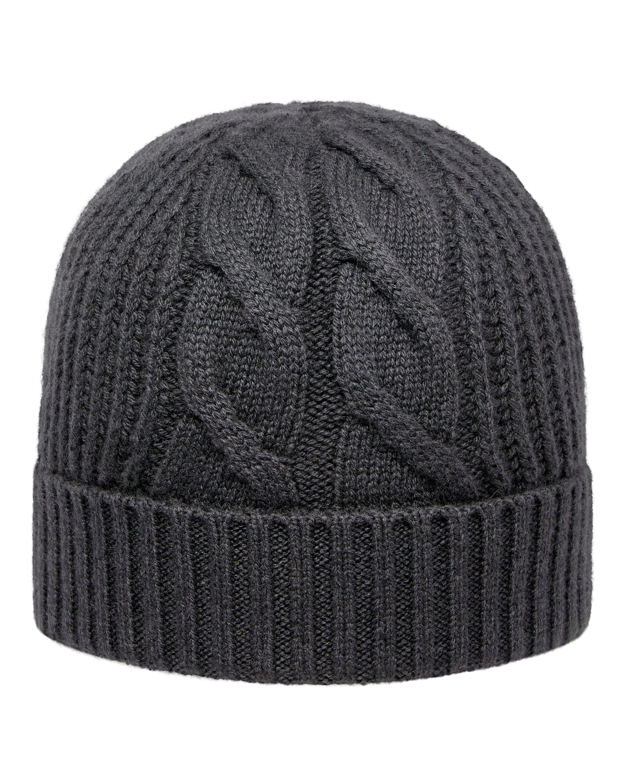 Women's Cable Knit Cashmere Beanie - Soft & Warm Winter Hat in Anthracite Grey - Perfect for Cold Weather & Outdoor Activities