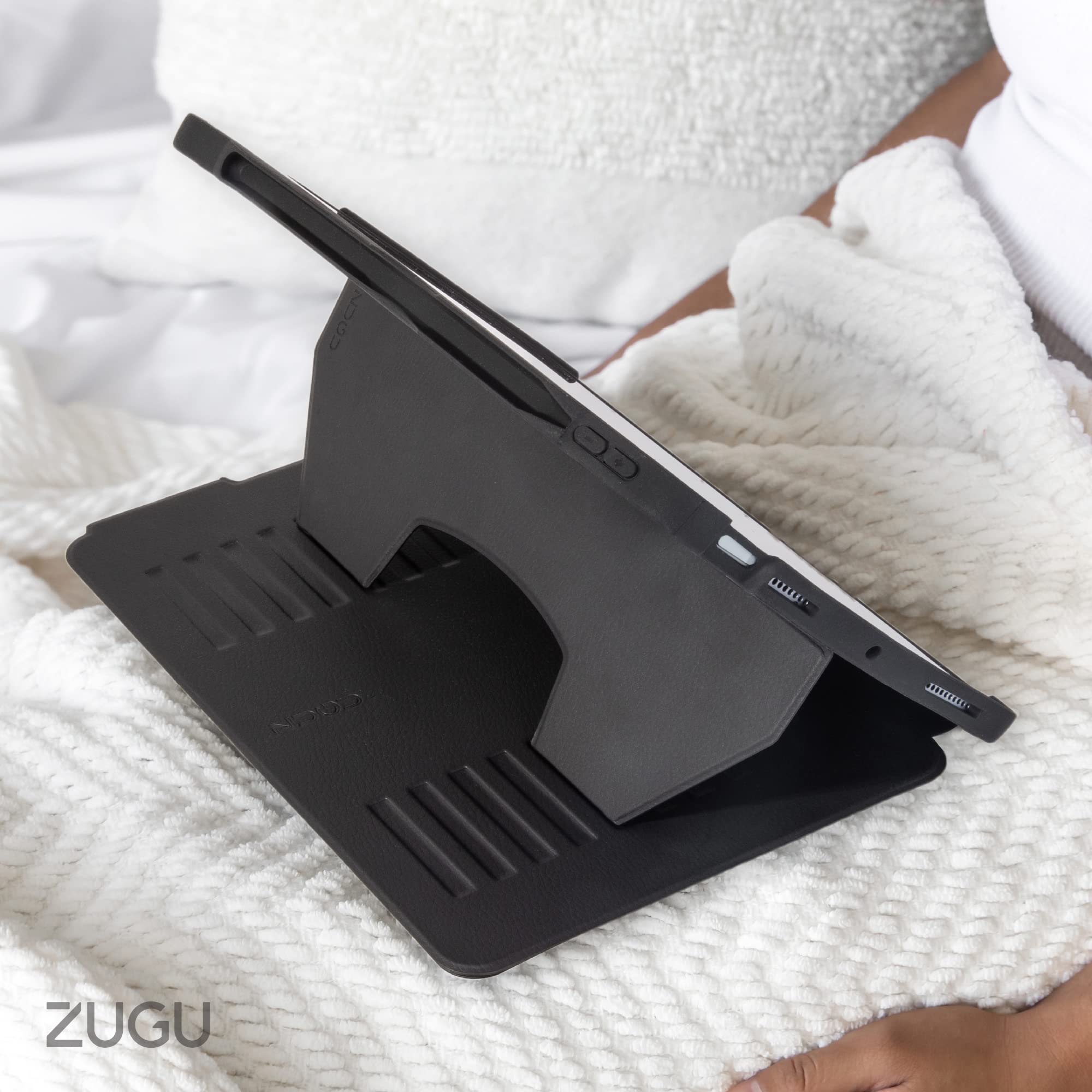 ZUGU Ultra Thin Protective Case for iPad Air 11 (M3 2025 / M2 2024) & iPad Air 4/5 10.9 Inch (2020/2022) - Magnetic Stand Cover with Apple Pencil Charging & Storage - Black | Perfect for Work, Travel & Home Use