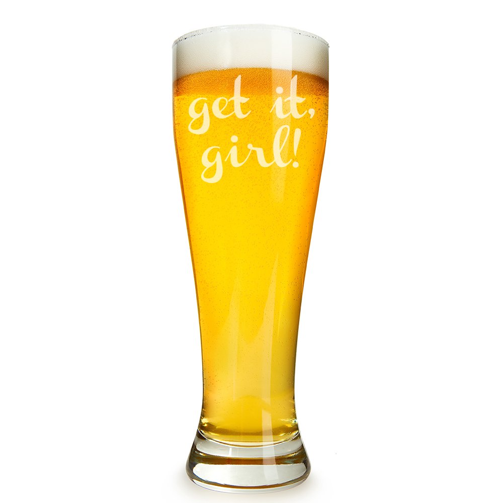 Get It, Girl Engraved 16oz Beer Glass Pilsner - Perfect for Women's Night Out, Bachelorette Parties & Gift Giving