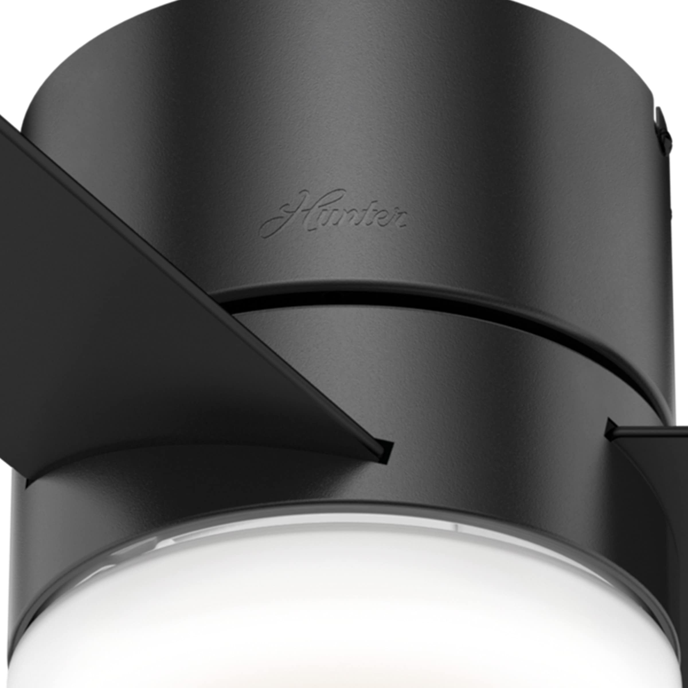 Hunter 59453 44-inch Minimus Ceiling Fan with Light Kit - Matte Black Finish - Modern Low Profile Flush Mount Design - Perfect for Bedrooms, Living Rooms & Small Spaces