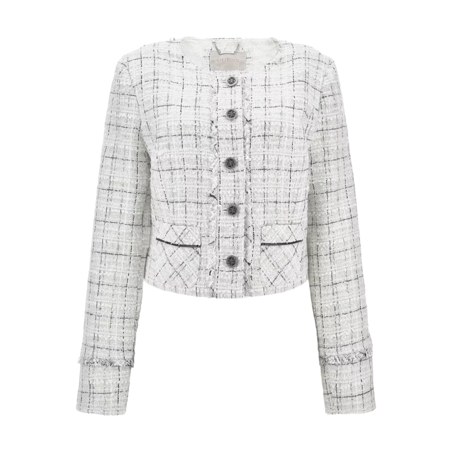 GUESS Women's Long Sleeve Sofia Tweed Jacket - Classic Blazer for Office, Business & Formal Occasions | Stylish Workwear & Professional Outfits for Women
