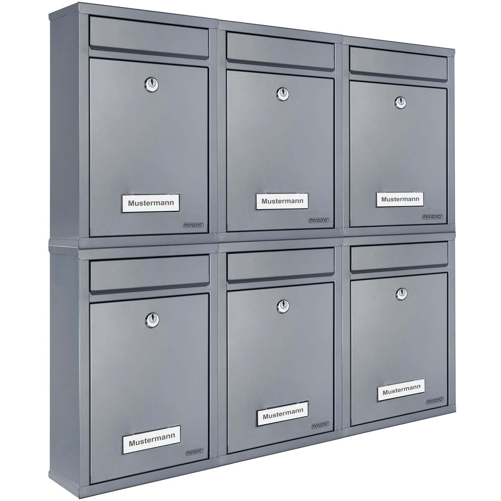MONZANA® Wall Mounted Mailbox - Silver Steel Lockable Letter Box with 2 Keys & Nameplate - Perfect for Home, Office, and Apartment Security