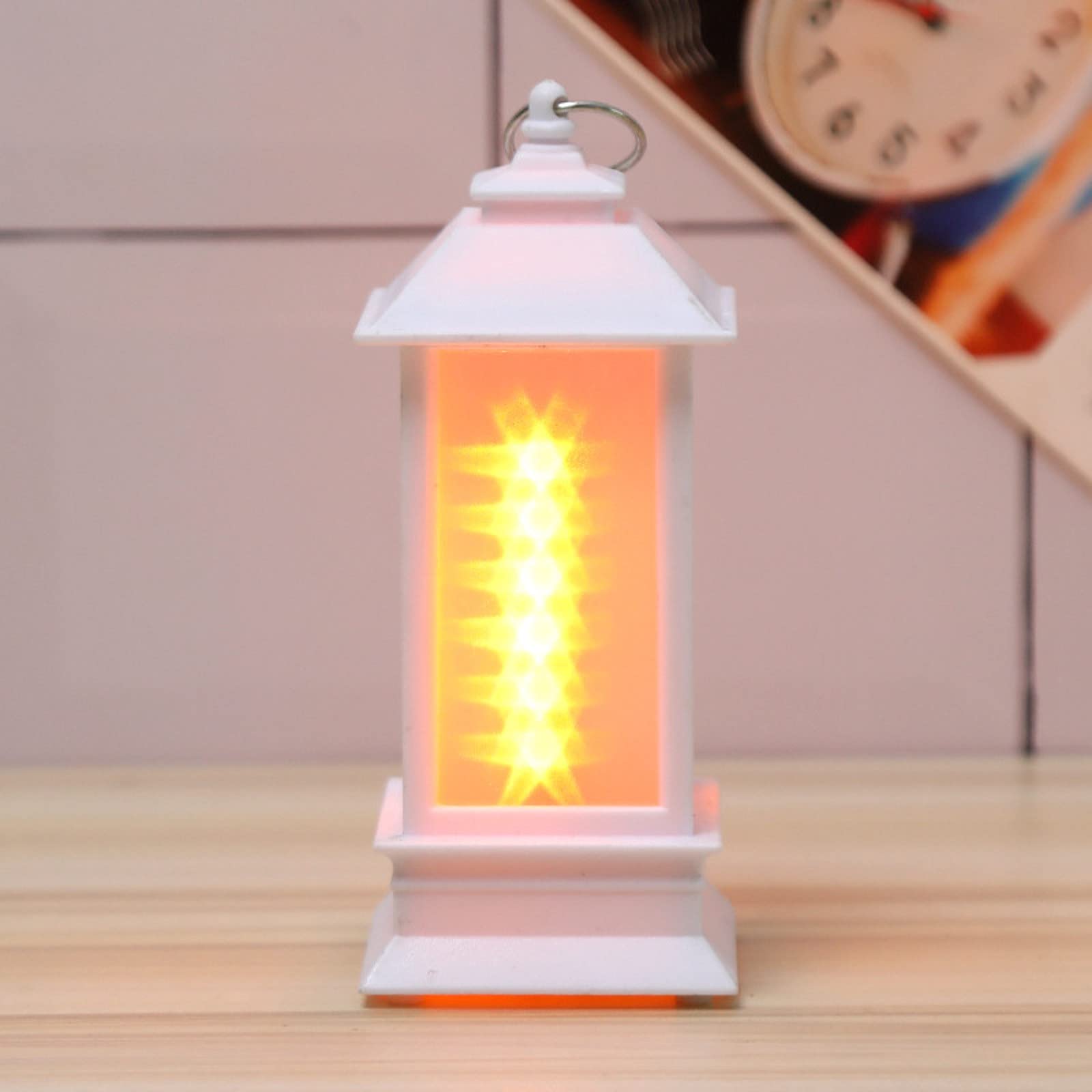 LED Christmas Lantern - Decorative Indoor & Outdoor Candlestick Lamp, Battery Powered Night Light for Home, Party, Wedding, Garden - White Luminous Ornament for Holiday Decor & Gift Giving
