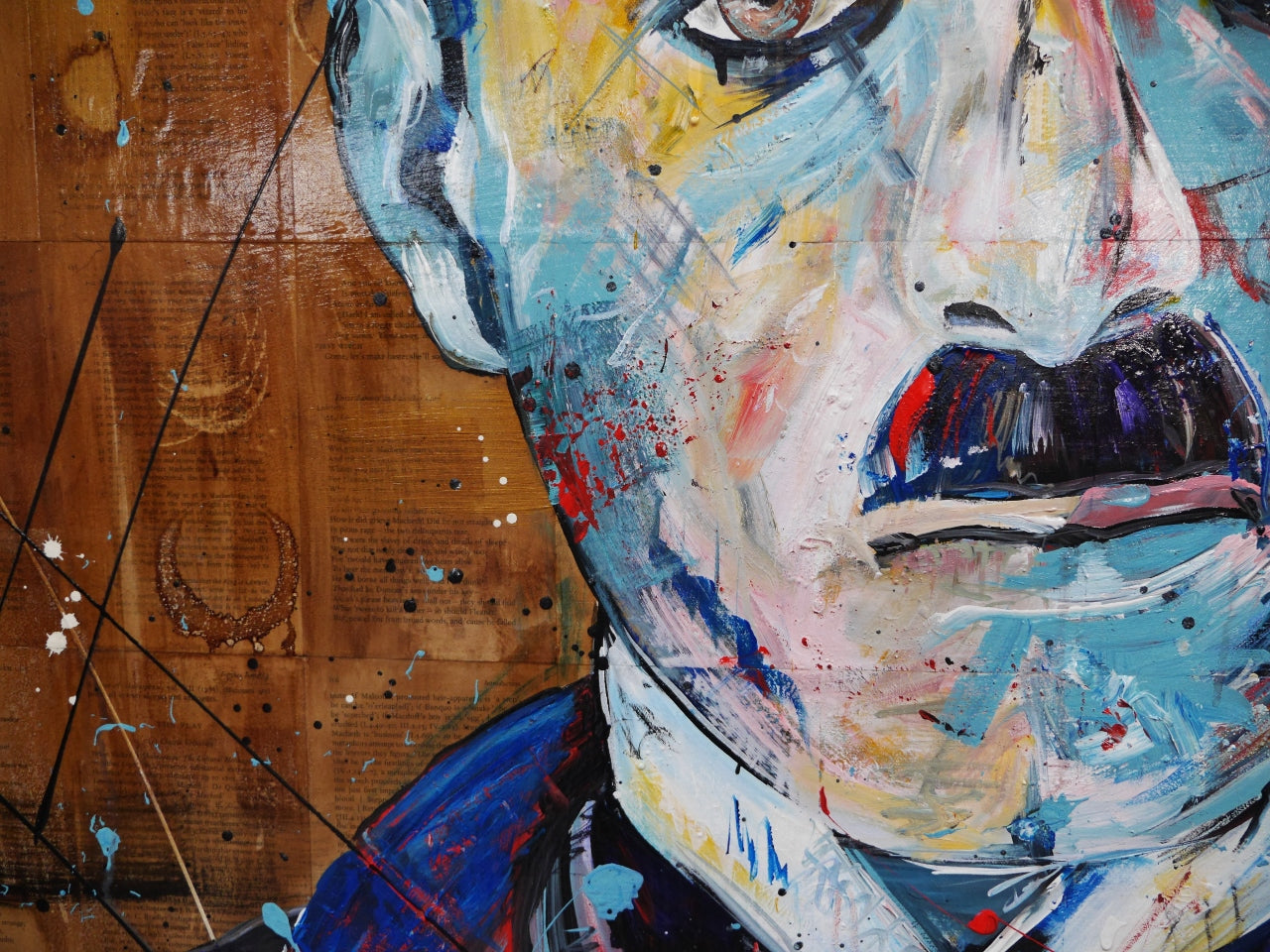 Blue Charlie 140cm x 100cm Charlie Chaplin Abstract Realism Canvas Art Print - Perfect for Living Room Decor, Home Theater & Book Club Wall Art