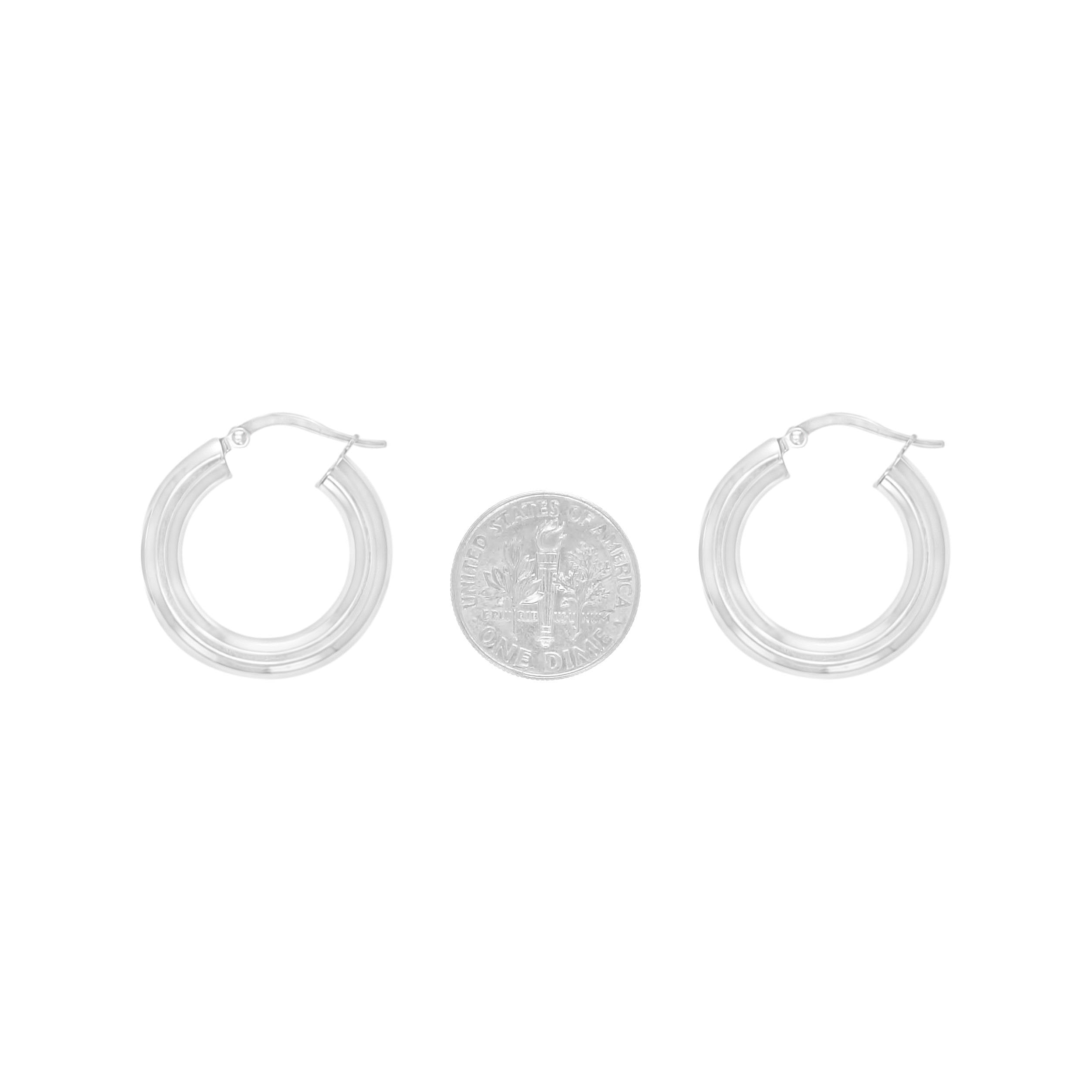 14K White Gold Polished 24mm Hoop Earrings for Women - Elegant Everyday & Special Occasion Jewelry Gift