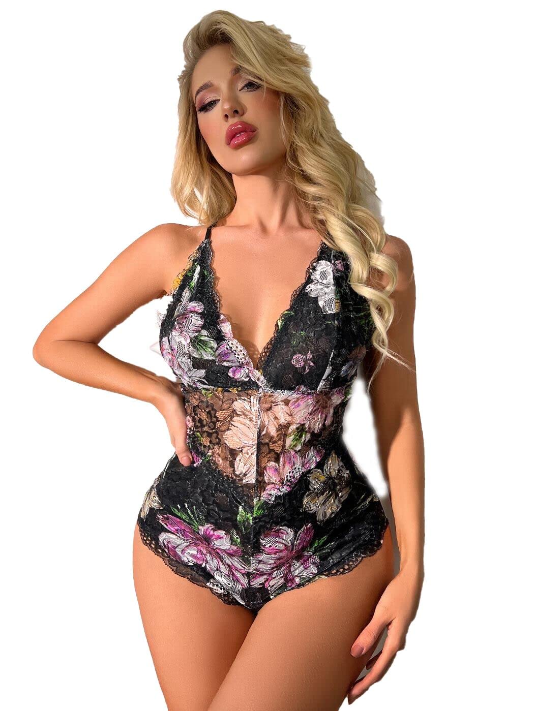 Sexy Lace Bodysuit for Women - Deep V Neck Teddy One Piece Lingerie Set, Comfortable Babydoll for Date Night & Boudoir Photography