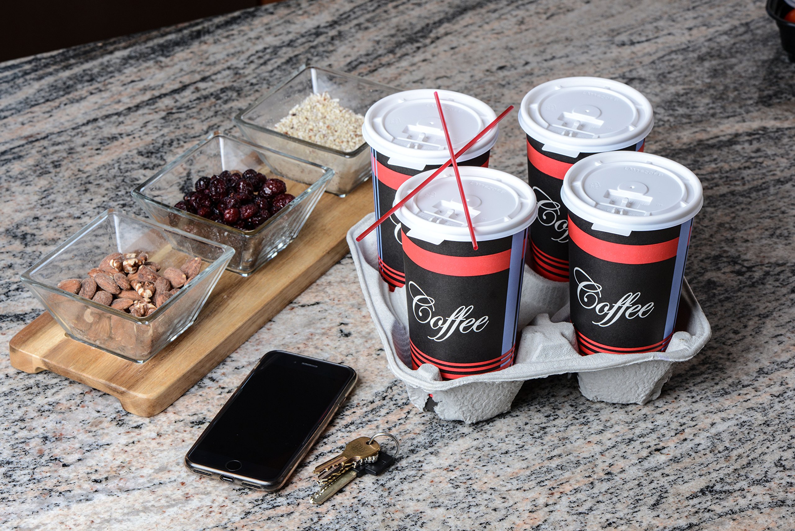 150-Pack 20oz Disposable Paper Coffee Cups with Lids, Sleeves & Stirrers - Hot/Cold Drink Travel Mugs for Coffee, Tea, Chocolate & Latte - Perfect for Office, Parties, Cafes & On-the-Go Use