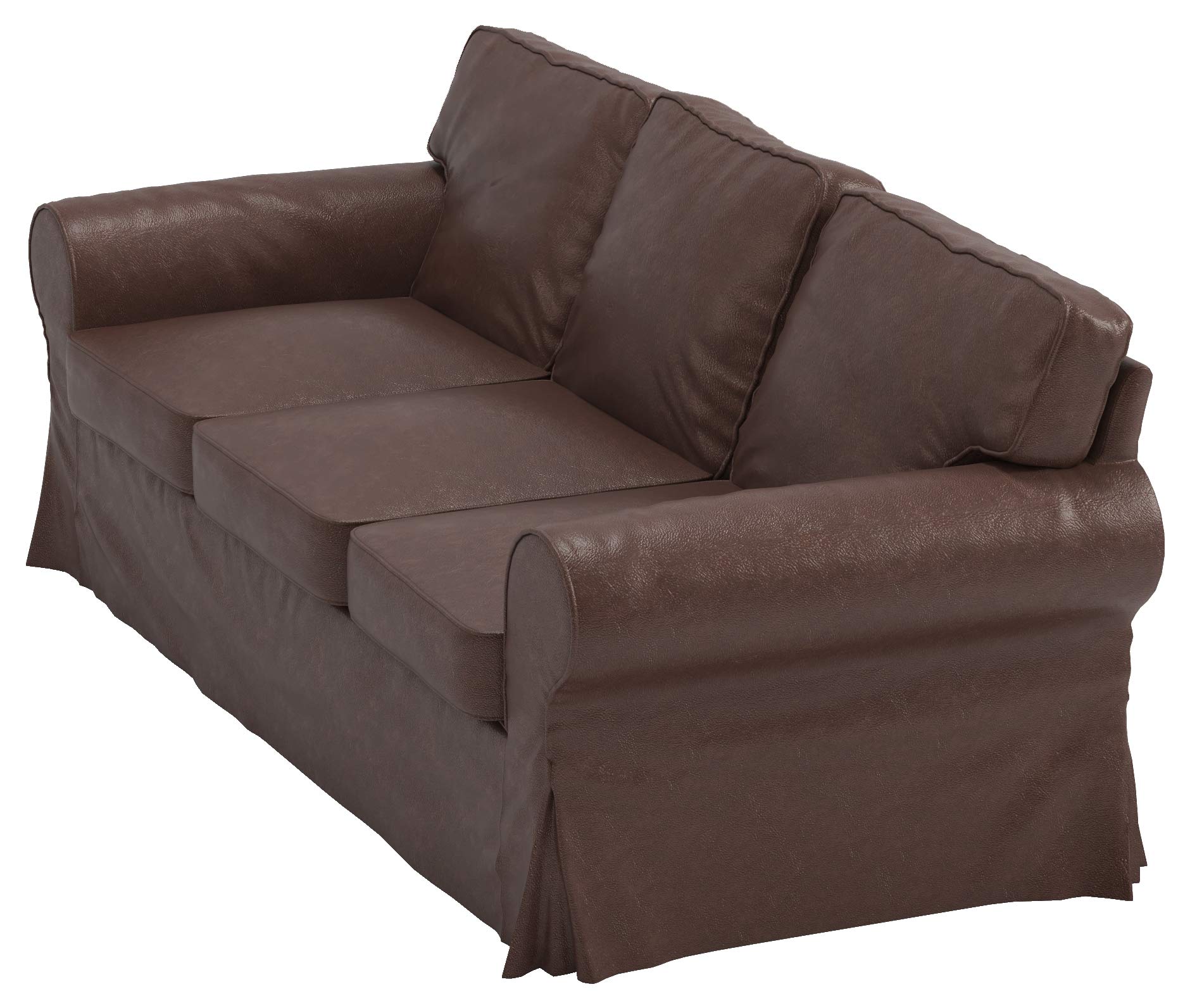 Custom Made IKEA Ektorp 3-Seat Sofa Slipcover - Premium Brown PU Leather Replacement Cover | Perfect for Living Room, Family Room & Home Office Protection
