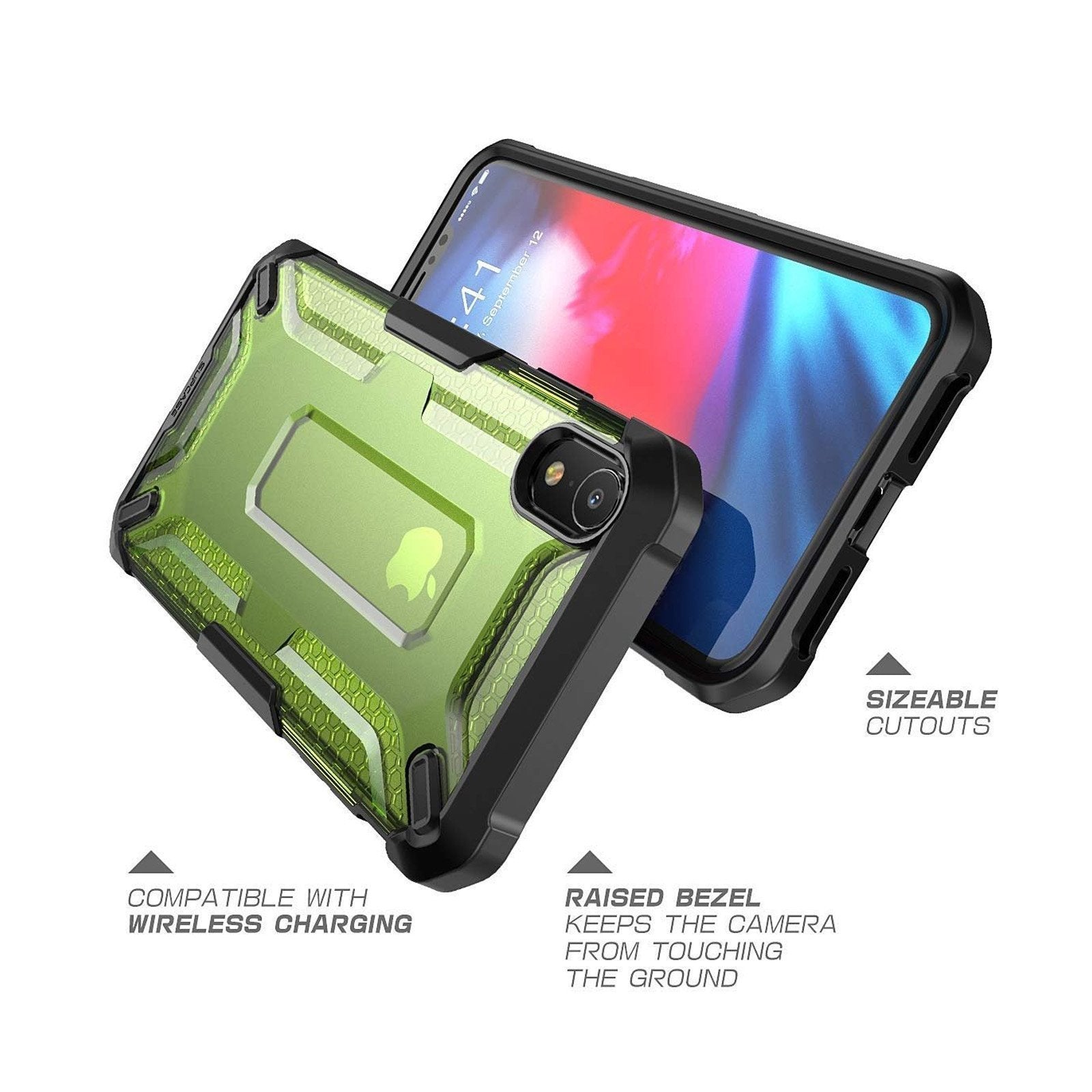 iPhone XR Unicorn Beetle Hybrid Bumper Case - Shockproof Protective Cover with Built-in Screen Protector (Green) - Perfect for Outdoor Activities, Travel & Daily Use