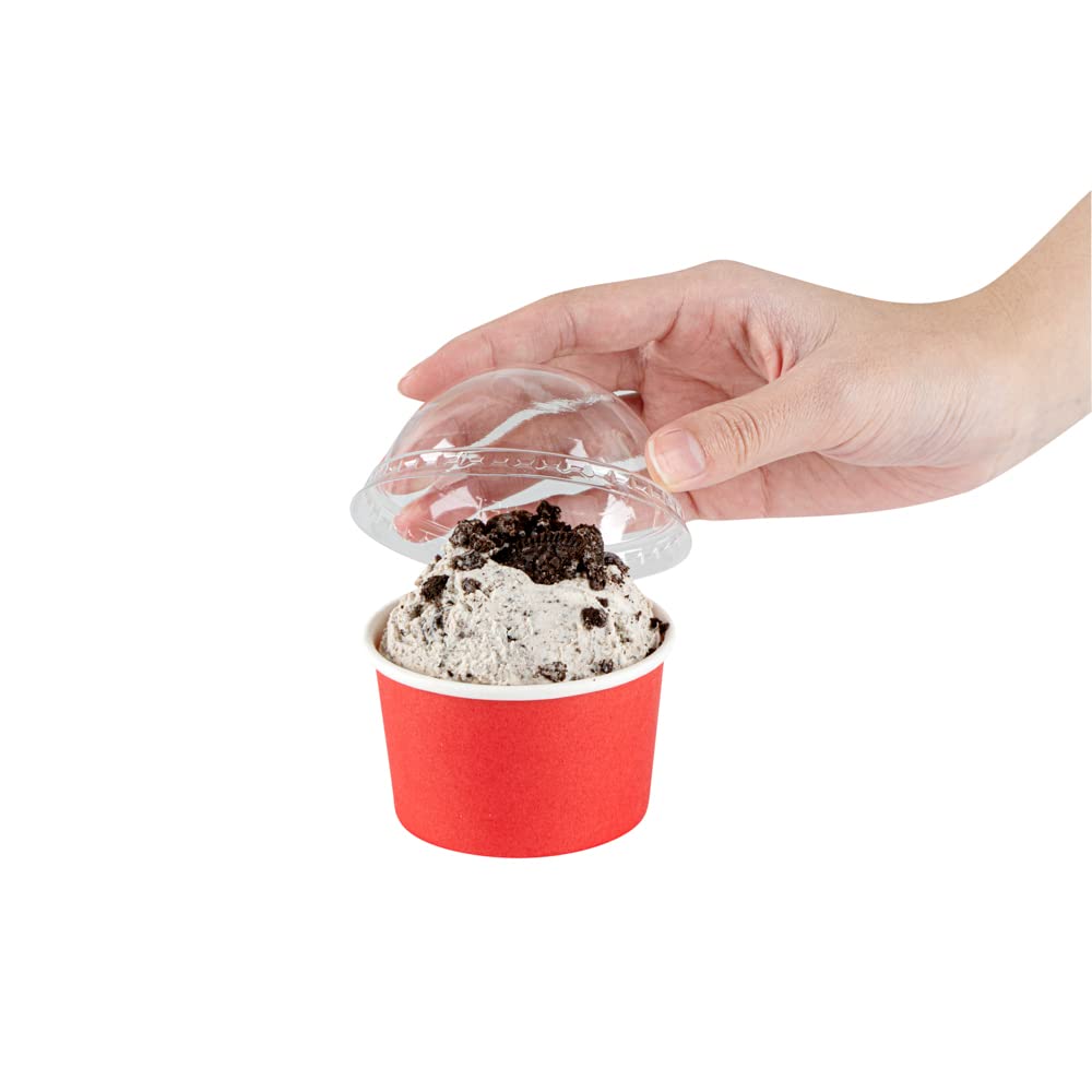 50 Pack Clear Plastic Dome Lids for 3oz Coppetta To-Go Cups | Disposable Dessert Cup Lids | Perfect for Ice Cream, Yogurt & Pudding Takeout | Restaurant & Bakery Supplies