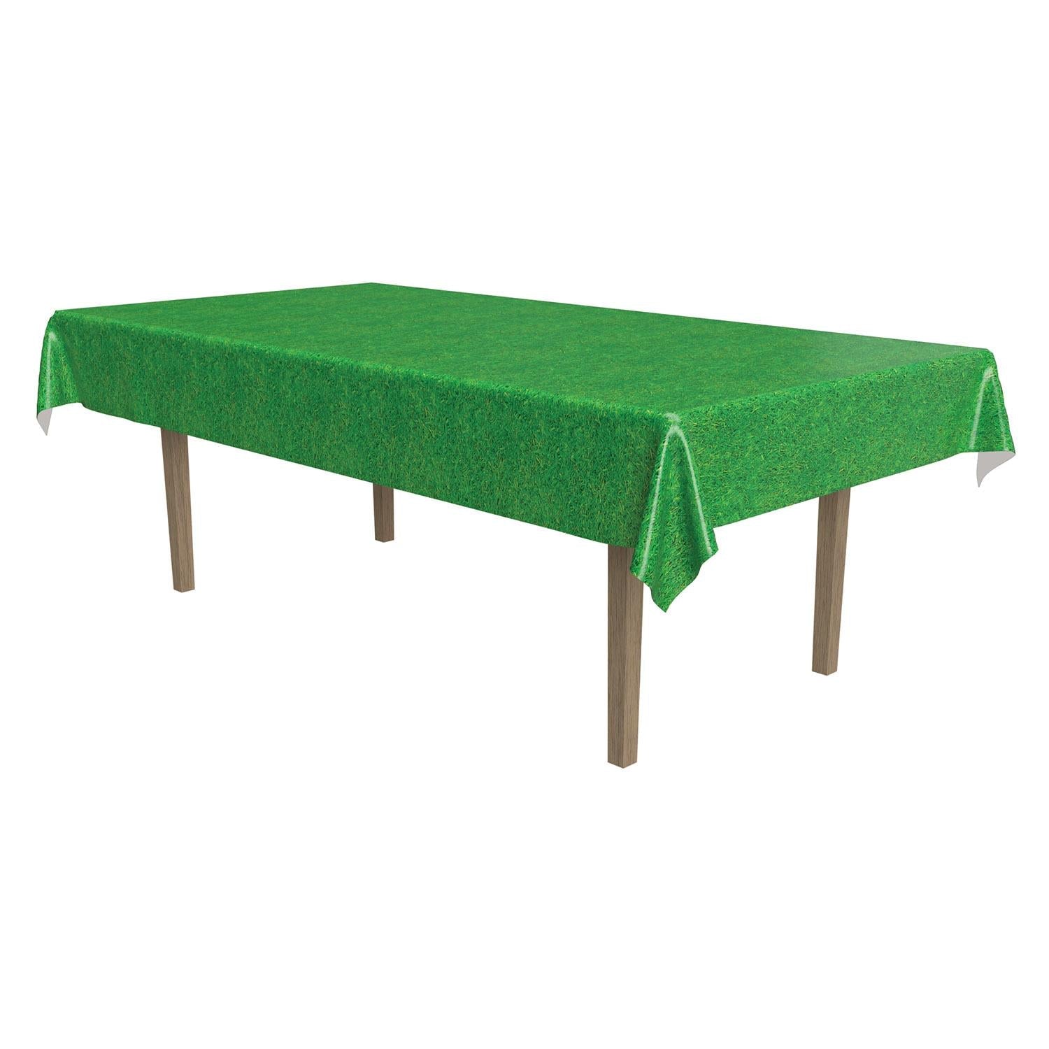 12 Pack Beistle Grass Party Tablecover - 6ft Green Plastic Table Cover for St. Patrick's Day, Birthday & Outdoor Decorations - Perfect for Parties, Picnics & Festive Celebrations