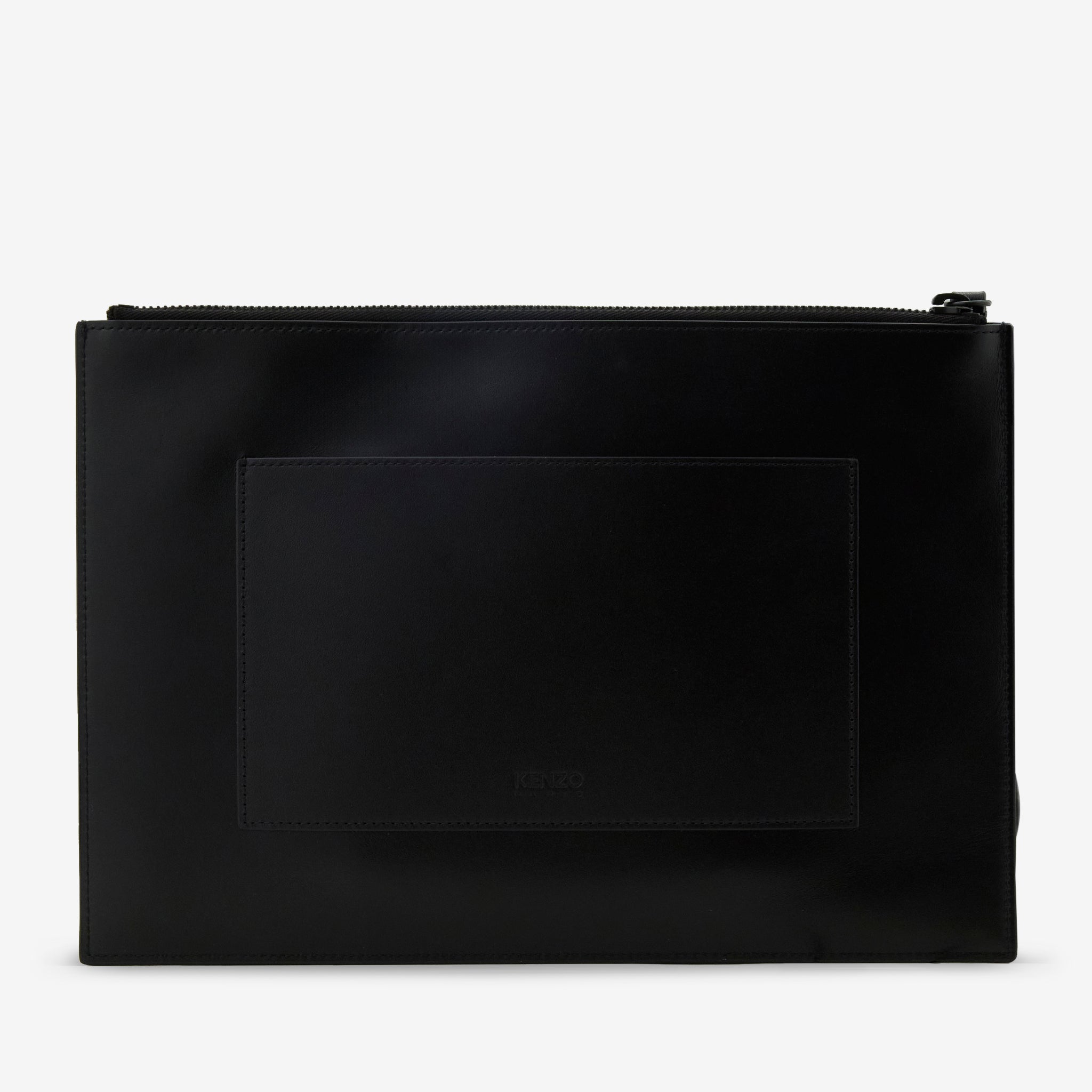 KENZO STAMP Large Leather Clutch Bag for Women - Black Genuine Leather Handbag - Perfect for Evening Parties, Weddings & Date Nights