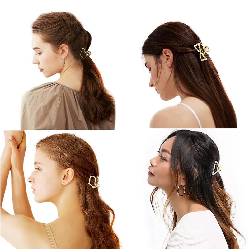 FAMEZA 6 Pack Small Metal Hair Claws for Women - Heart Bowknot & Moon Hair Barrettes for Thick Hair (1.5 Inch) - Perfect Gift for Mom, Wife, Daughter, Girlfriend & Friends - Great for Parties, Weddings, Daily Styling & Hair Accessories