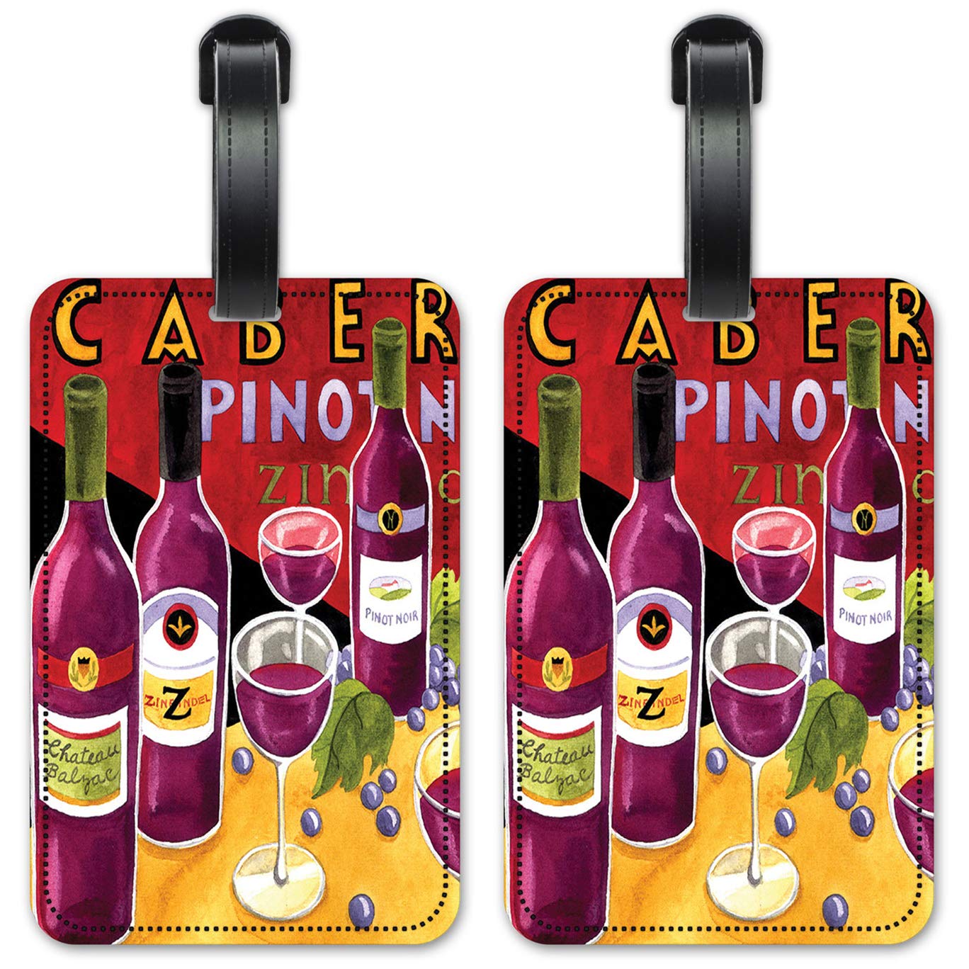 Premium Red Wine Luggage ID Tags - Durable Suitcase Identification Cards Set of 2 - Perfect for Travel, Wine Lovers & Gift Giving