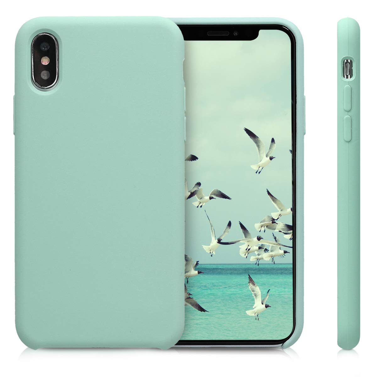 kwmobile TPU Silicone Case for Apple iPhone Xs - Soft Matte Finish Protective Phone Cover in Mint Green | Slim Fit, Shockproof & Scratch Resistant for Everyday Use