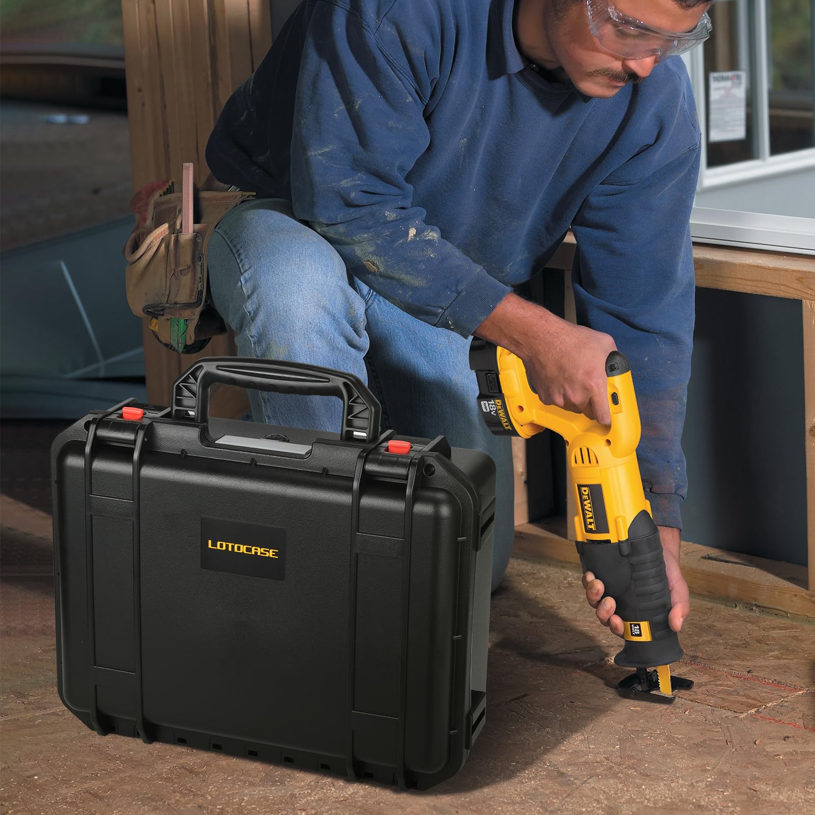 Heavy-Duty Tool Case for Dewalt Sawzall Reciprocating Saw - Waterproof Storage Box Compatible with Dewalt 20V Max DSC367/DSC387 & Battery/Charger (Case Only) - Perfect for Jobsite, Construction & DIY Projects