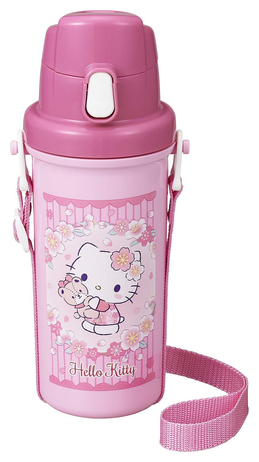 OSK SC-600B Hello Kitty Sakura Design Stainless Steel Water Bottle - 600ml Leakproof Insulated Thermos for School, Gym & Outdoor Activities