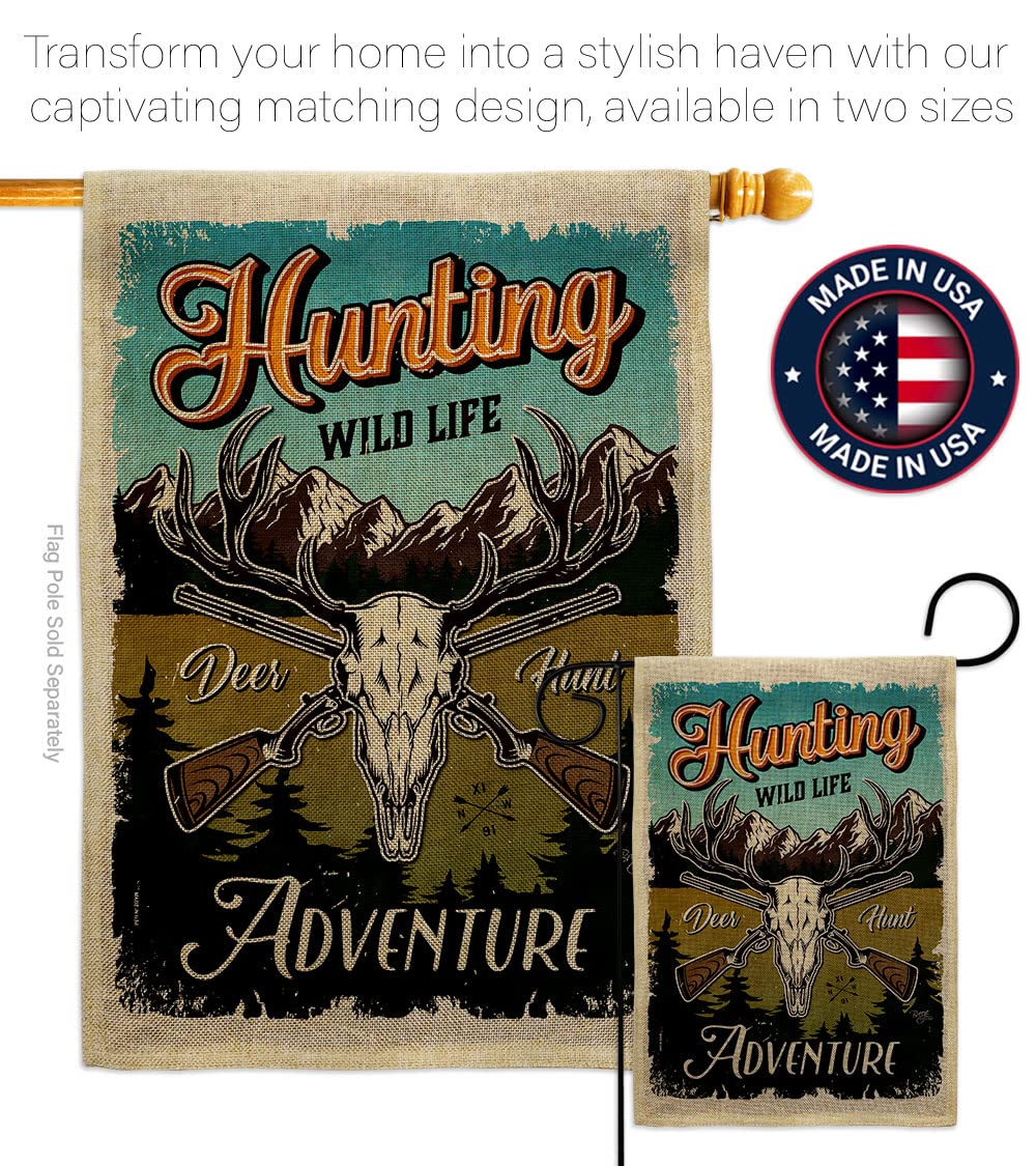 Wildlife Adventure Burlap Garden Flag Set - Double-Sided Deer Bear Wolf Design with Stand | Outdoor Farm Animal Decor for Yard, Patio & Garden | Made in USA | Perfect for Nature Lovers & Country Home Decor