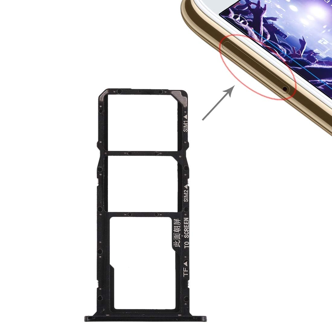 Original SIM Card Tray & Micro SD Card Tray Replacement for Huawei Y5 Prime 2018 / Honor Play 7 - Black | Compatible with Dual SIM & Memory Expansion | Perfect for Travel, Business & Data Storage Needs