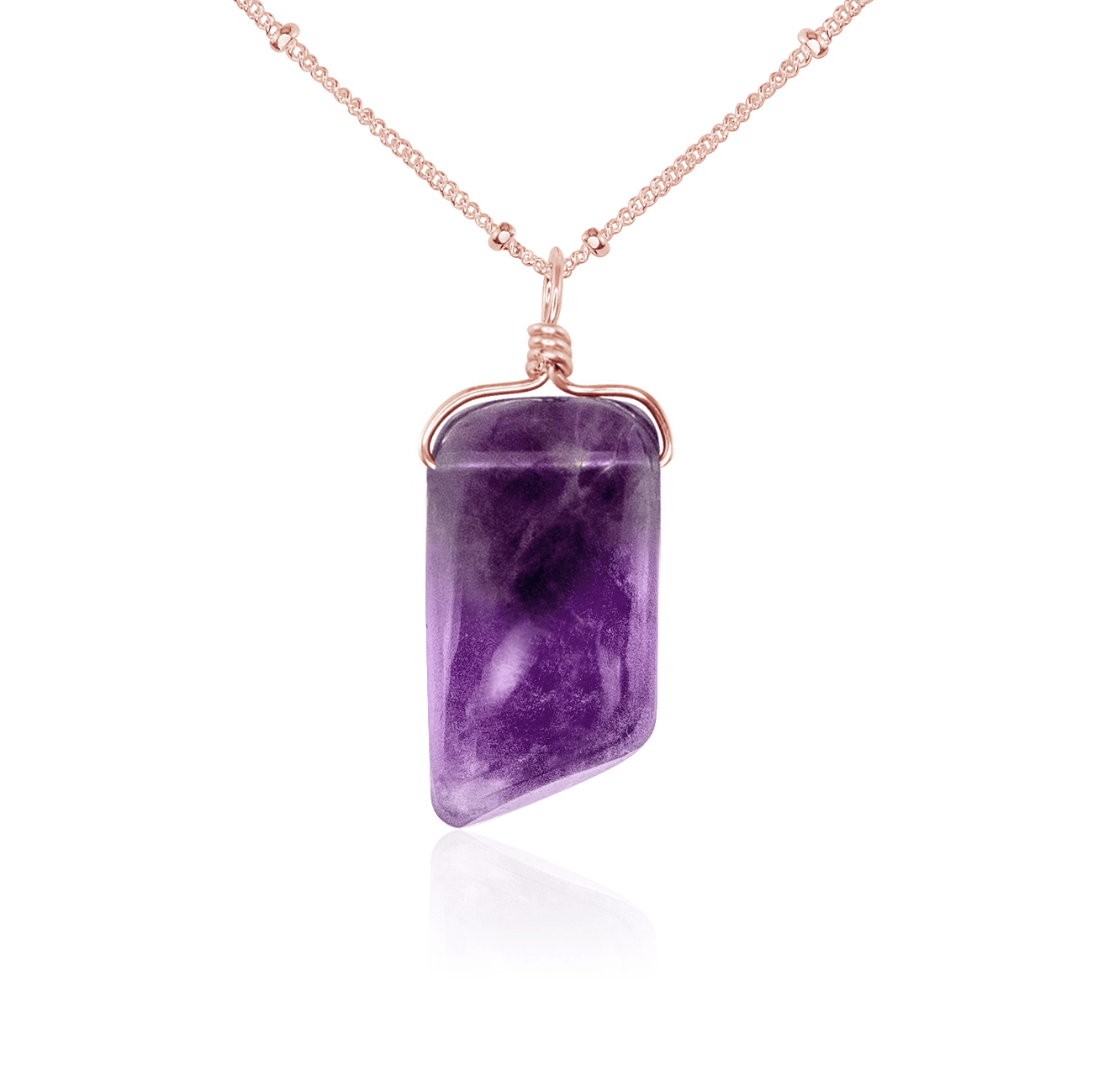 Small Smooth Amethyst Crystal Pendant Necklace - Elegant Healing Stone Jewelry for Women, Gift for Meditation & Spiritual Energy