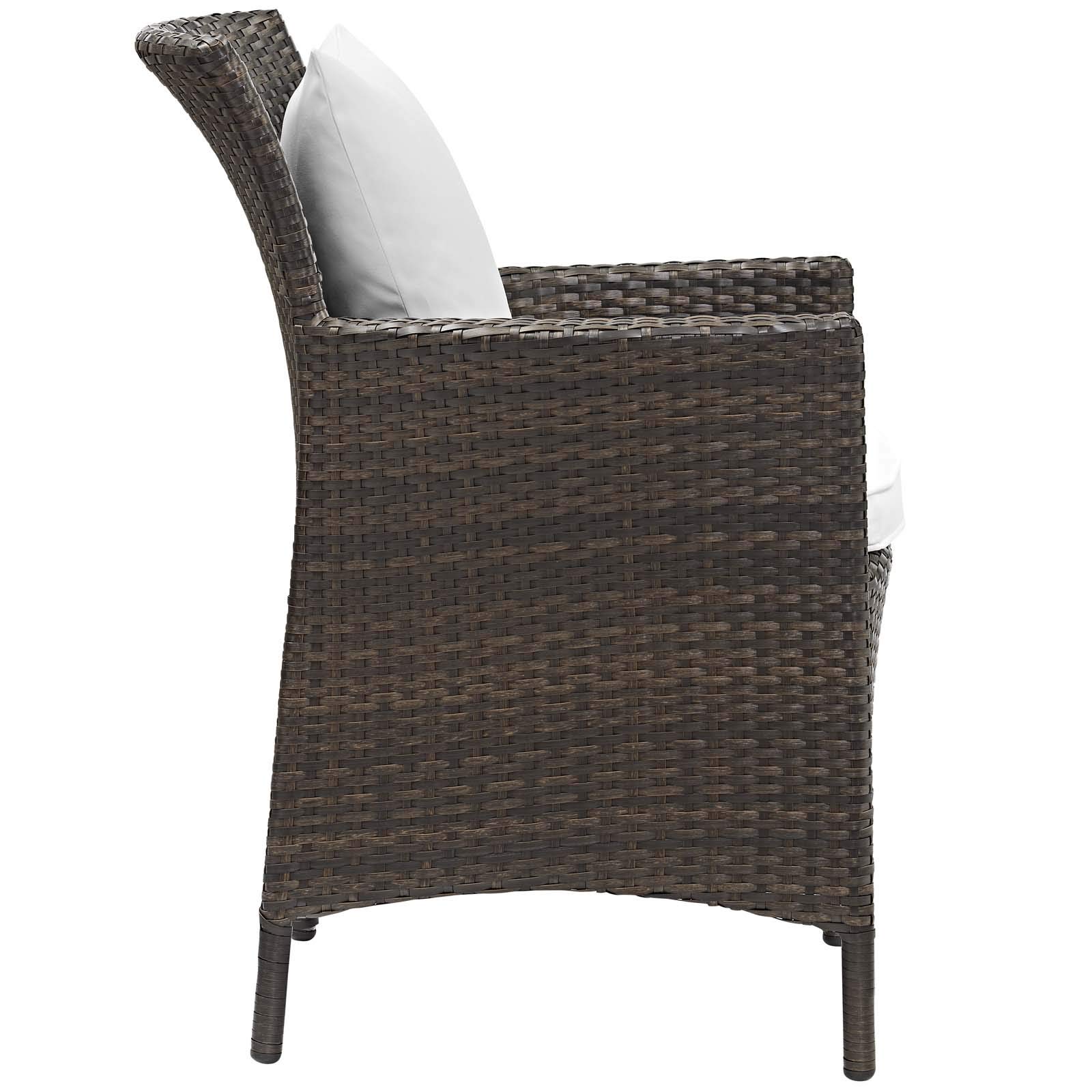 Modway EEI-3892-BRN-WHI-SET 5-Piece Outdoor Dining Set - Weather-Resistant Brown & White Patio Furniture for Backyard, Garden, Poolside or Deck - Includes Table & 4 Chairs