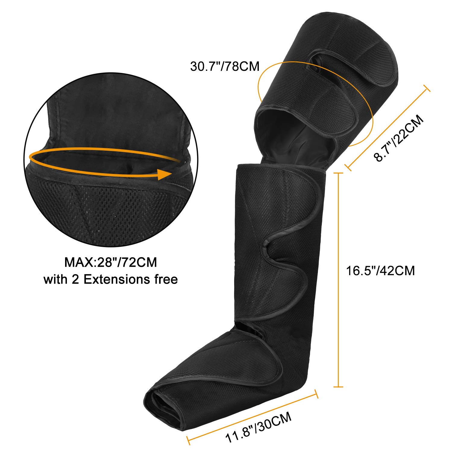 QUINEAR Electric Leg Compression Massager for Circulation, Pain Relief & Edema - Adjustable Velcro Leg & Foot Massager for Recovery, Relaxation & Improved Blood Flow - Perfect for Athletes, Office Workers & Post-Surgery Recovery