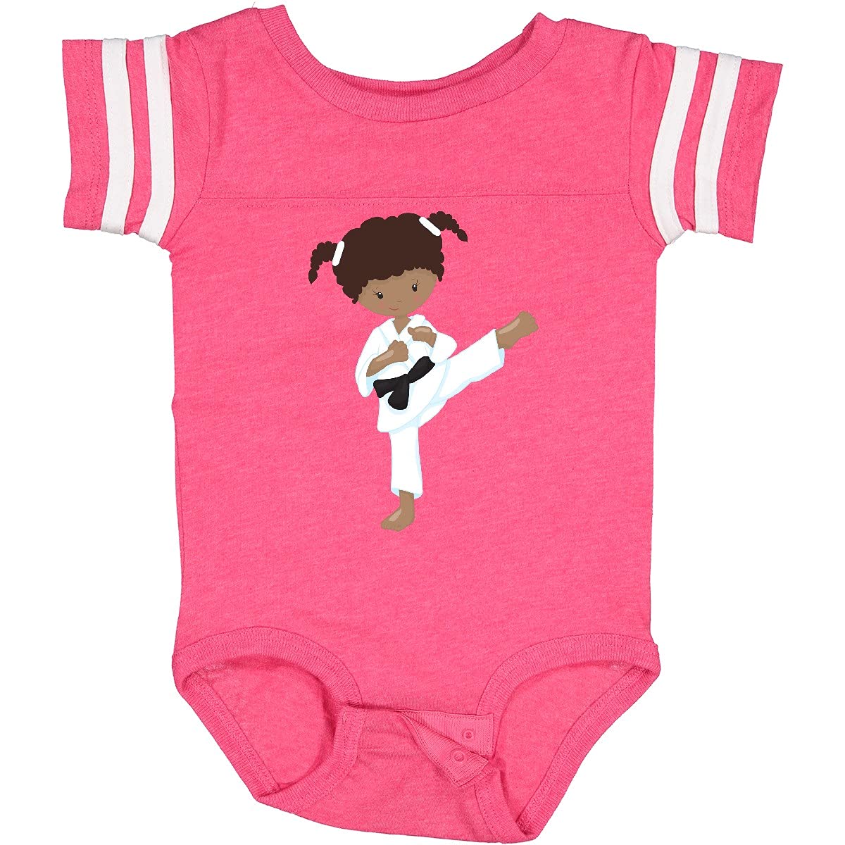 Inktastic African American Girl Karate Girl Black Belt Baby Bodysuit - Cute Martial Arts Outfit for Toddlers & Infants - Perfect for Karate Classes, Playdates & Family Photos