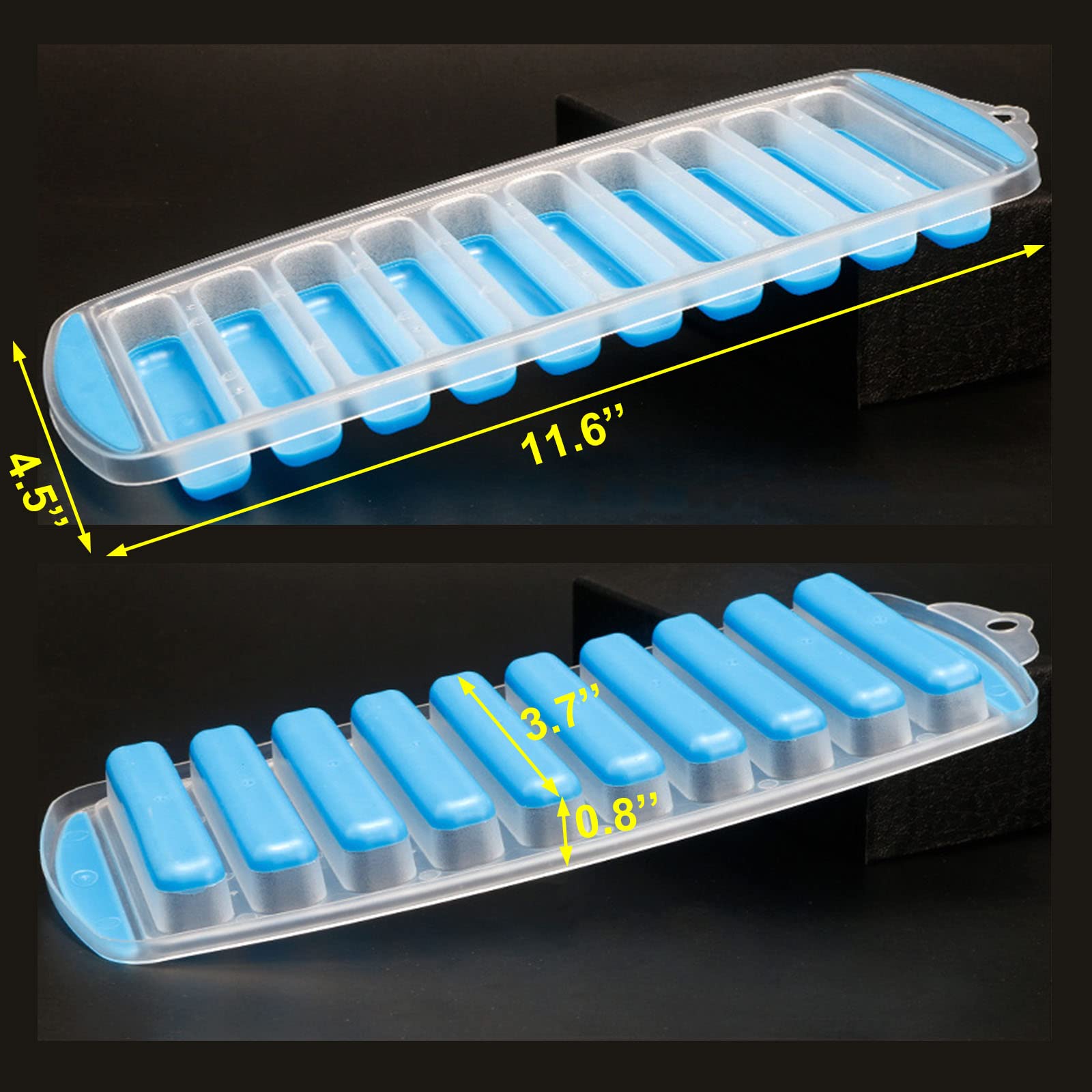 Ainkou Silicone Ice Cube Tray with Lid - Reusable, Leak-Proof Long Ice Stick Maker for Water Bottles, Whiskey & Cocktails | Easy Release, BPA-Free | Perfect for Sports, Parties & Home Bars (Blue)