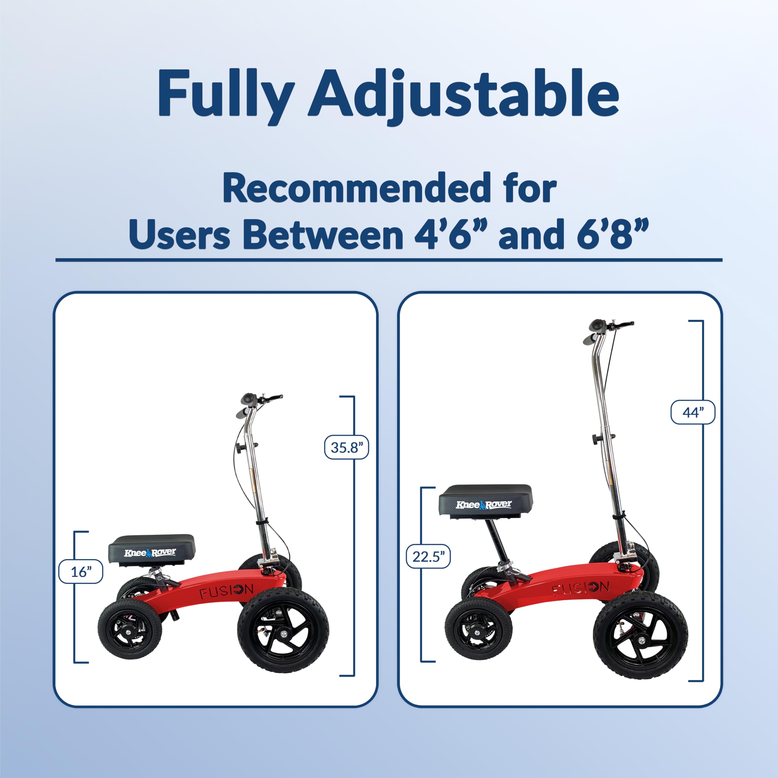 All Terrain 4-Wheel Knee Scooter for Adults - Heavy Duty Knee Walker for Foot Surgery, Broken Ankle & Injuries | Patented Steering System | Ideal for Post-Surgery Recovery & Mobility Assistance