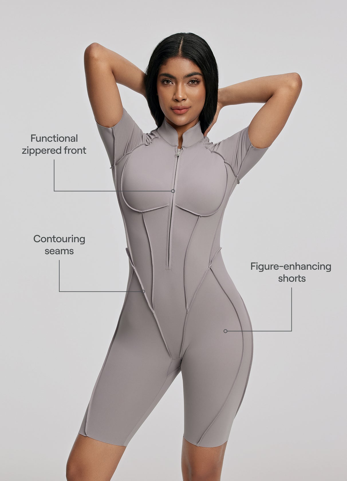 Sleek Shorts Catsuit for Women - Stretchy & Comfortable Bodysuit for Dance, Yoga & Workout - Fashionable One-Piece Outfit for Fitness & Lounge Wear