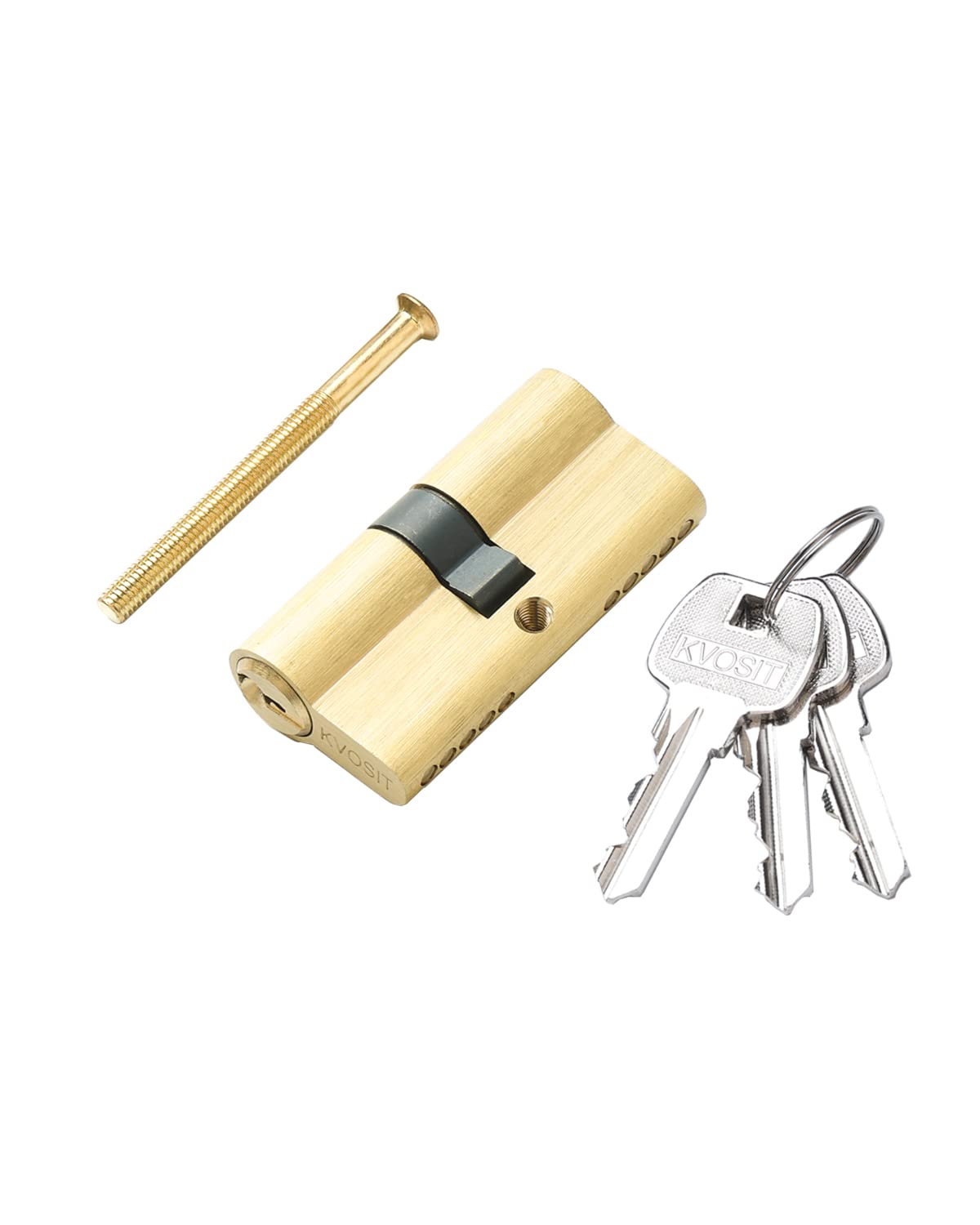 High Security 63mm Brass Lock Cylinder with 3 Keys - Double Open Cylinder Lock for Storm Doors, Storage Units & Cabinets - Durable Brushed Brass Finish - Ideal for Home Security, Sheds & Commercial Use