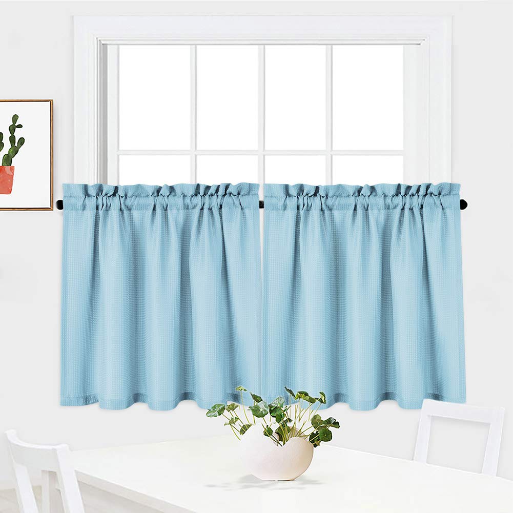 Waterproof Waffle Woven Half Window Curtains Set of 2 - 30