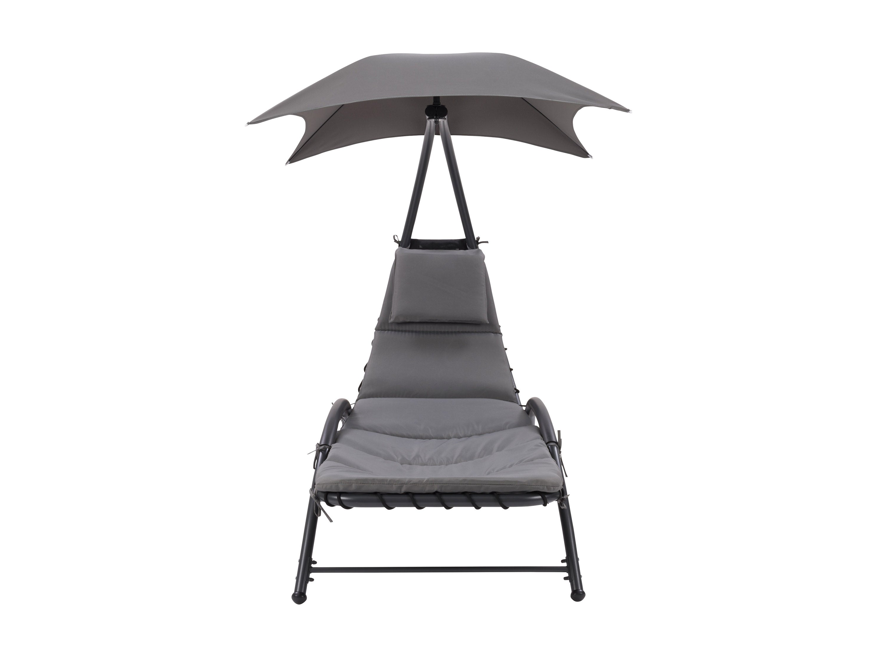 Stylish Grey Lounge Chair with Canopy - Perfect for Patio, Garden & Outdoor Relaxation | Comfortable Modern Sun Chair for Poolside & Backyard