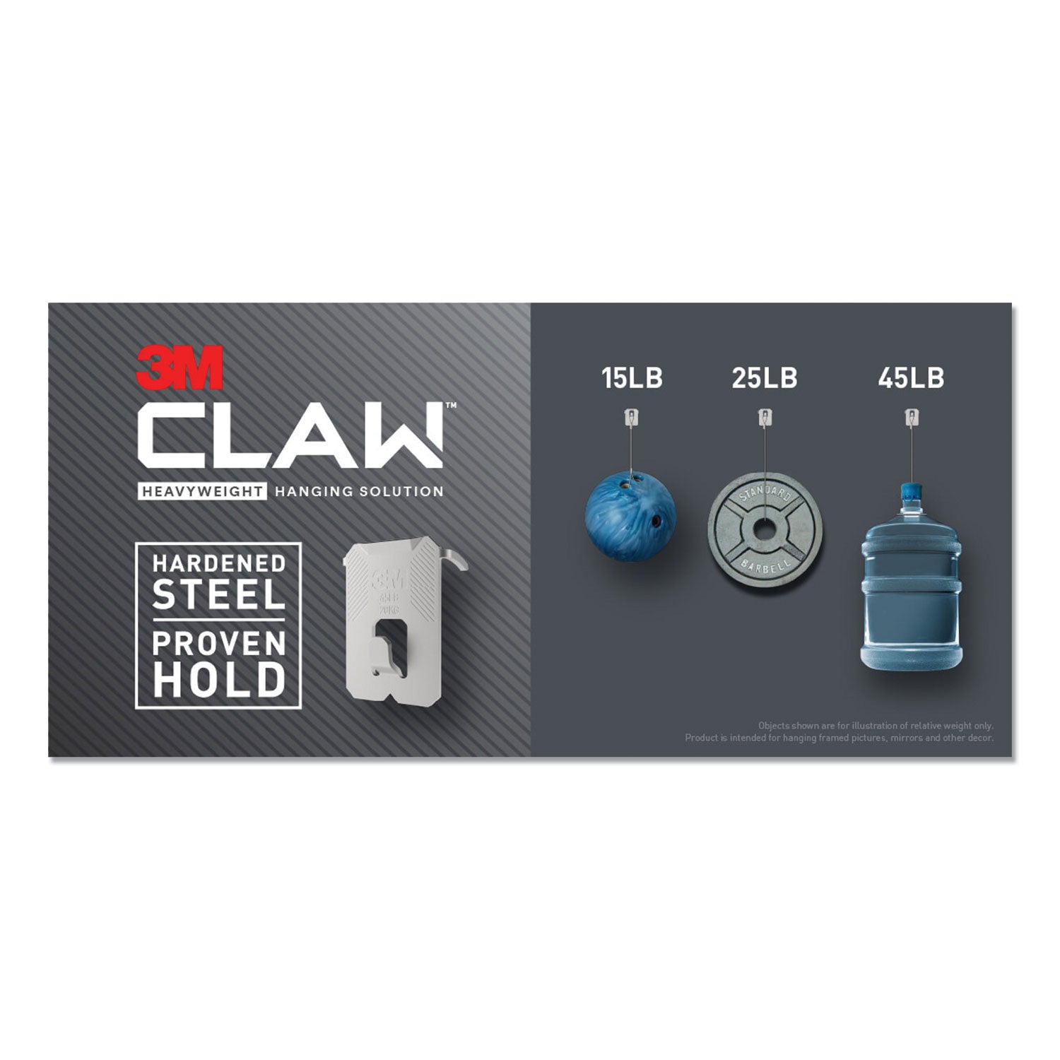 3M™ Claw Drywall Picture Hanger - Stainless Steel Hooks with 25 lb Weight Capacity - Includes 4 Hooks & 4 Spot Markers - Perfect for Hanging Frames, Mirrors & Home Decor Without Nails