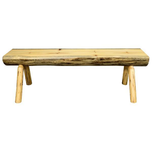 Rustic Half Log Plank Bench - Natural Wood Outdoor Seating for Garden, Patio, and Backyard Decor - Perfect for Camping, Picnics, and Relaxation
